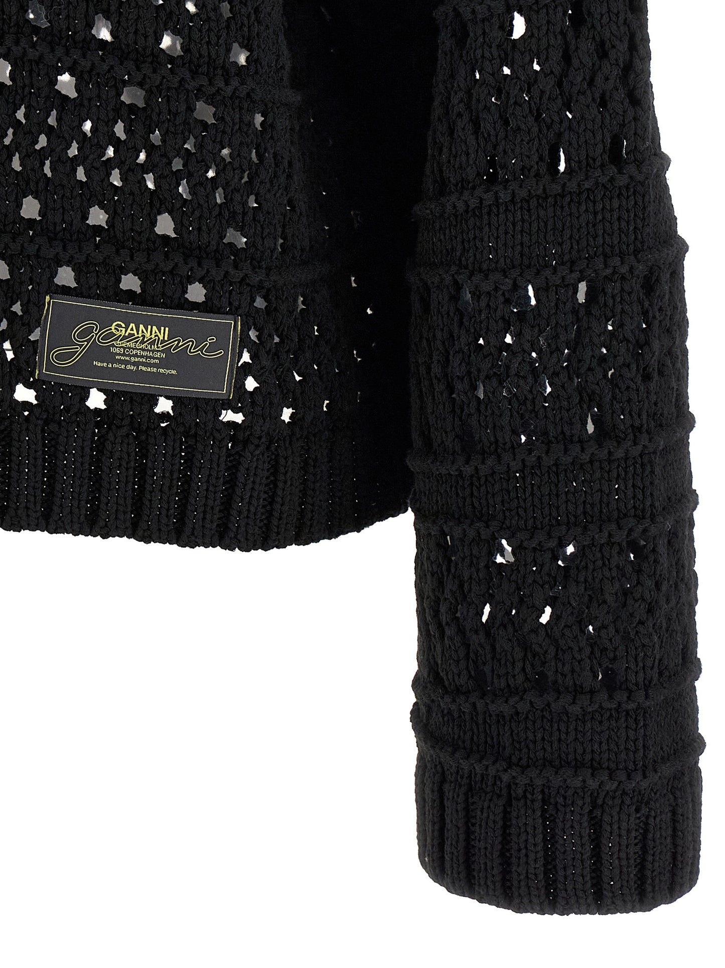 Ganni Women 'Black Crochet V-Neck' Sweater GANNI