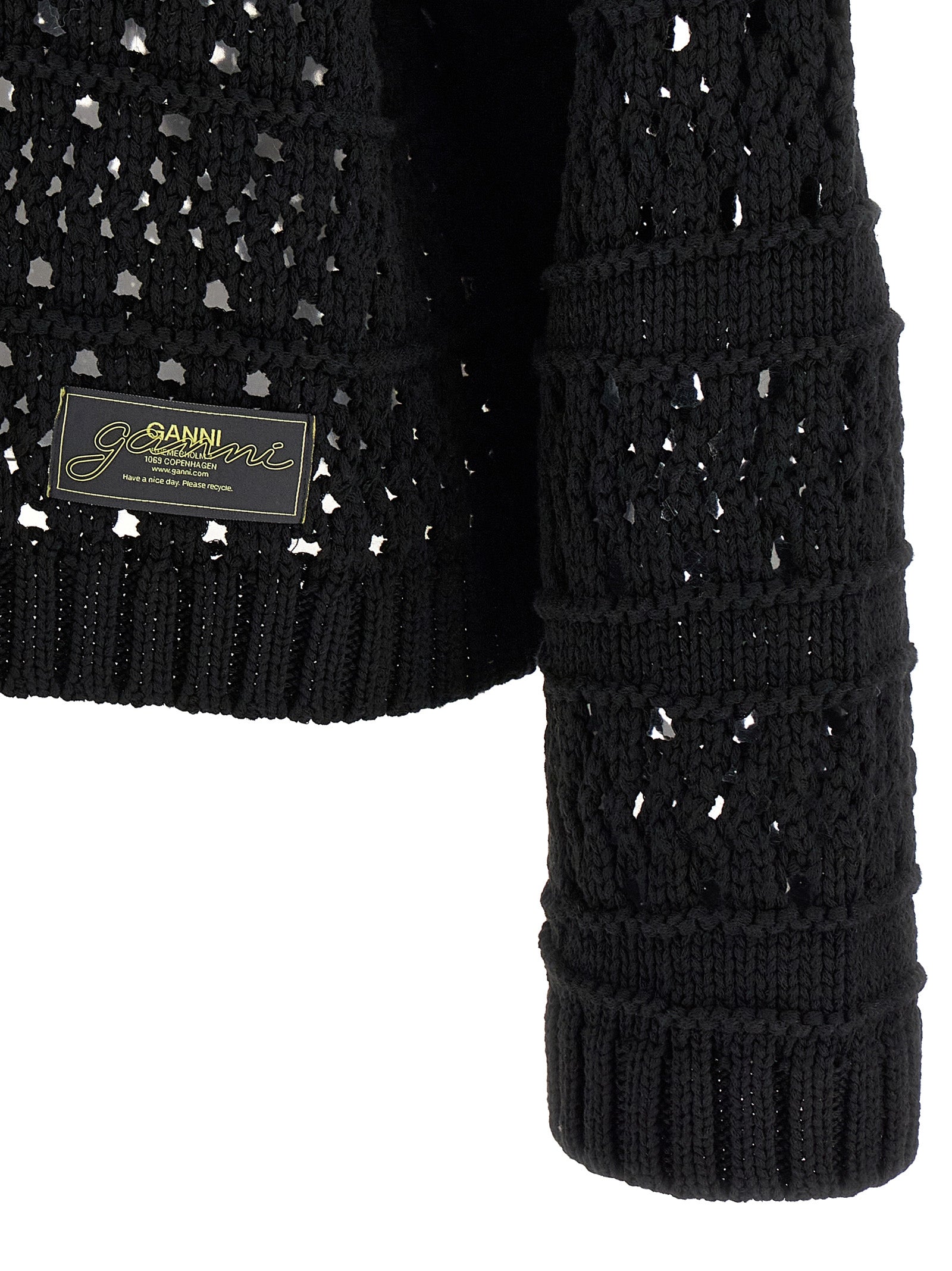Ganni Women 'Black Crochet V-Neck' Sweater GANNI