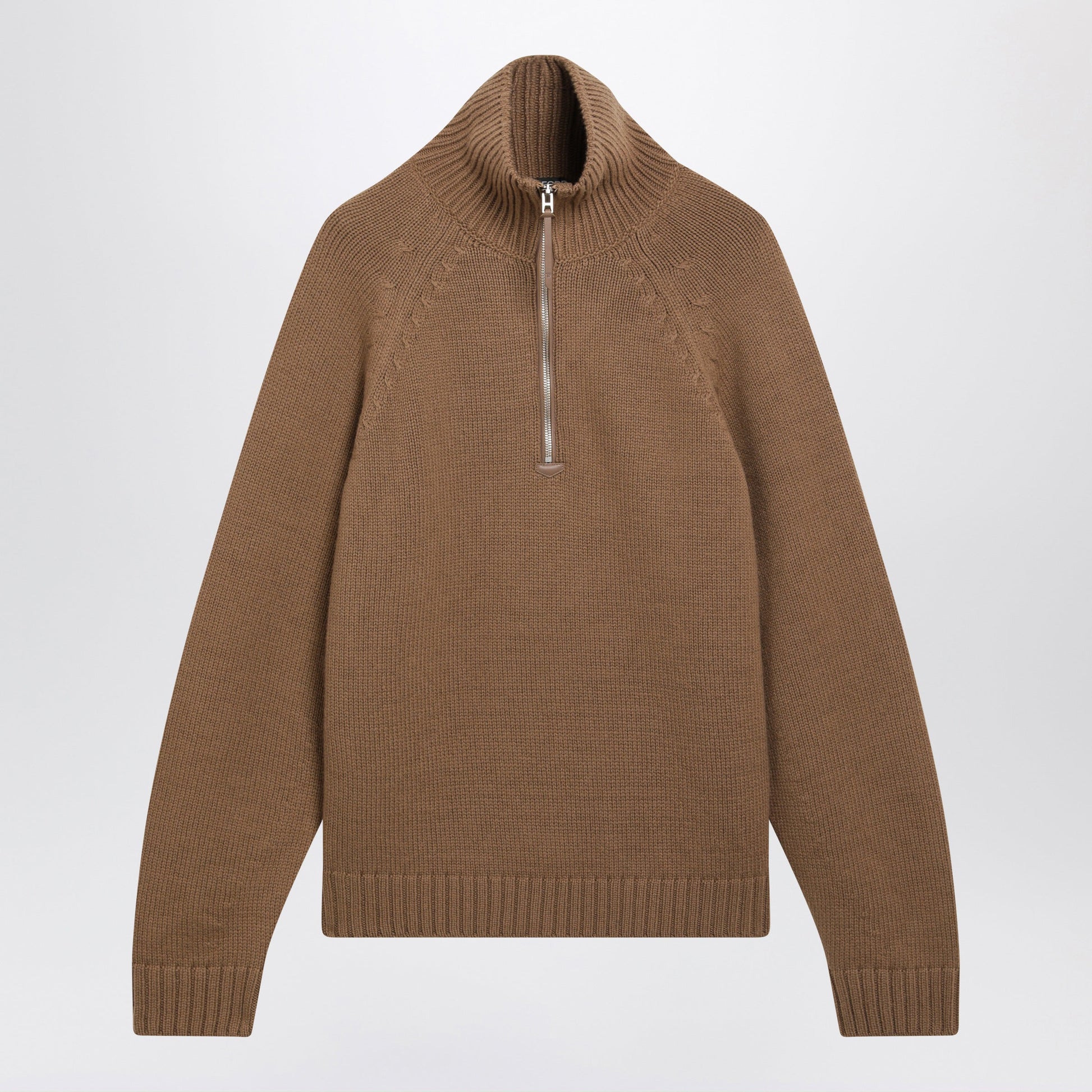 Tom Ford Caramel Half-Zip Wool And Cashmere Knit Sweater Men TOM FORD