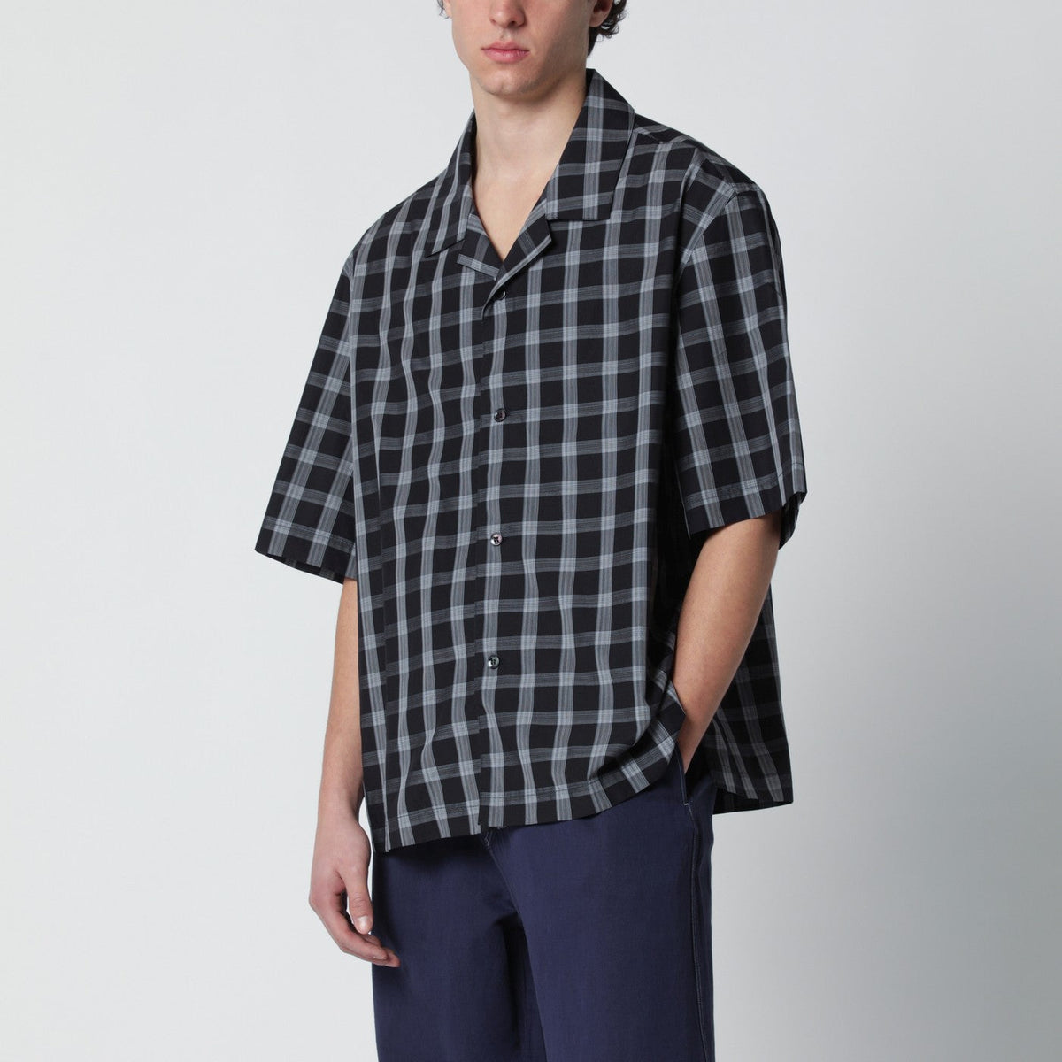 Studio Nicholson Kline Shirt Black Check Pattern Men STUDIO NICHOLSON