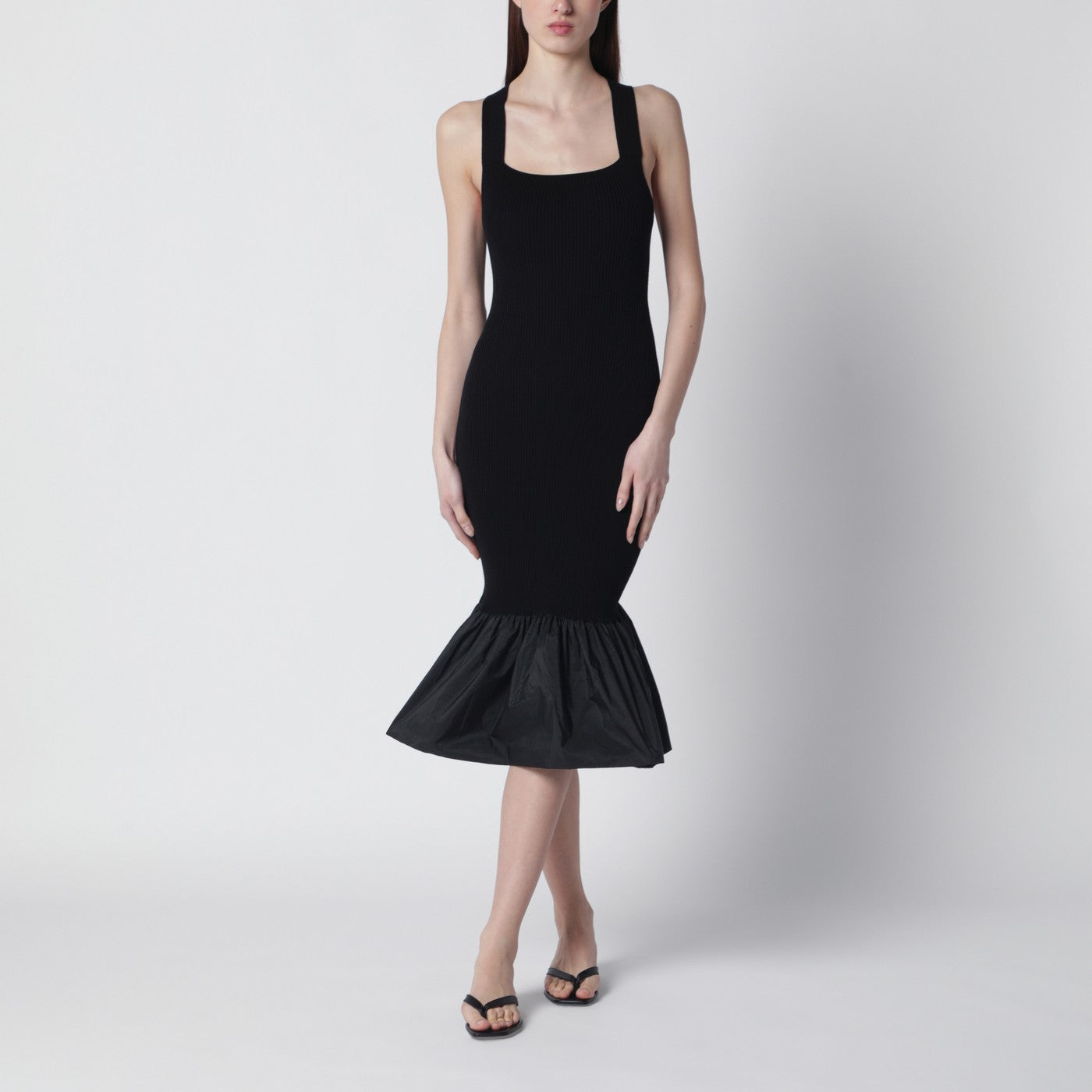 Patou Black Dress With Faille Ruffle Hem Women PATOU