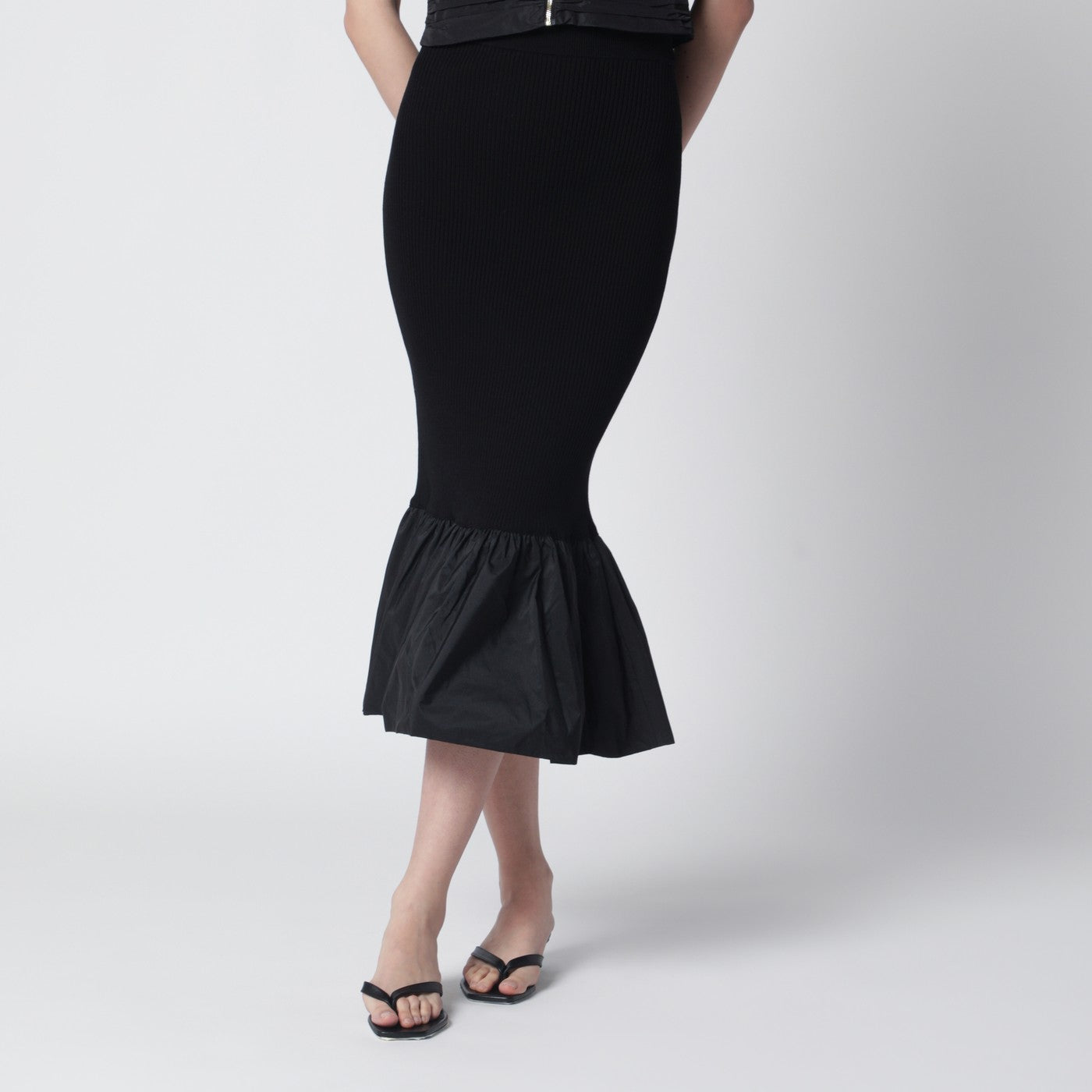 Patou Black Skirt With Faille Ruffle Hem Women PATOU
