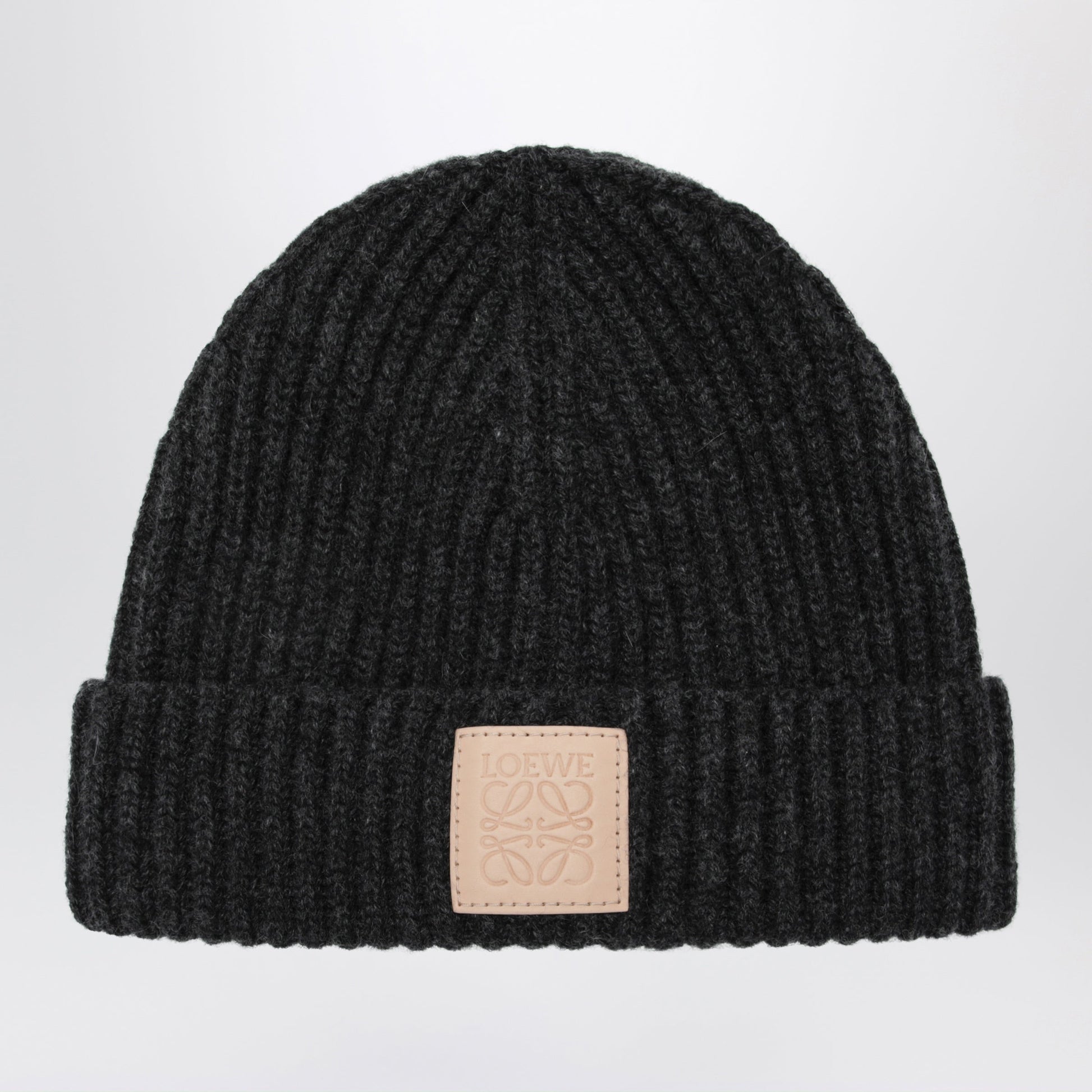 Loewe Black Ribbed Cashmere Beanie Men LOEWE