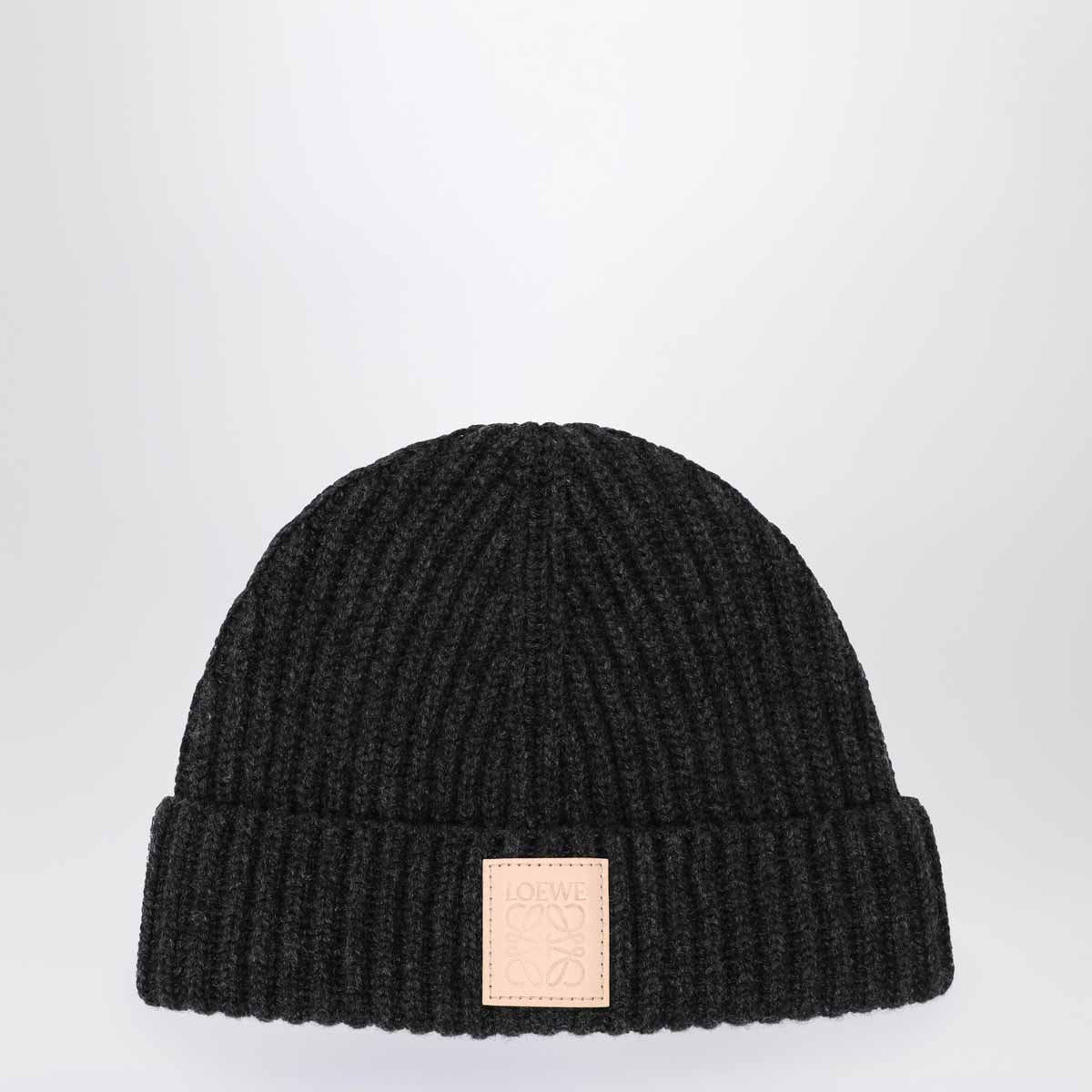 Loewe Black Ribbed Cashmere Beanie Women LOEWE