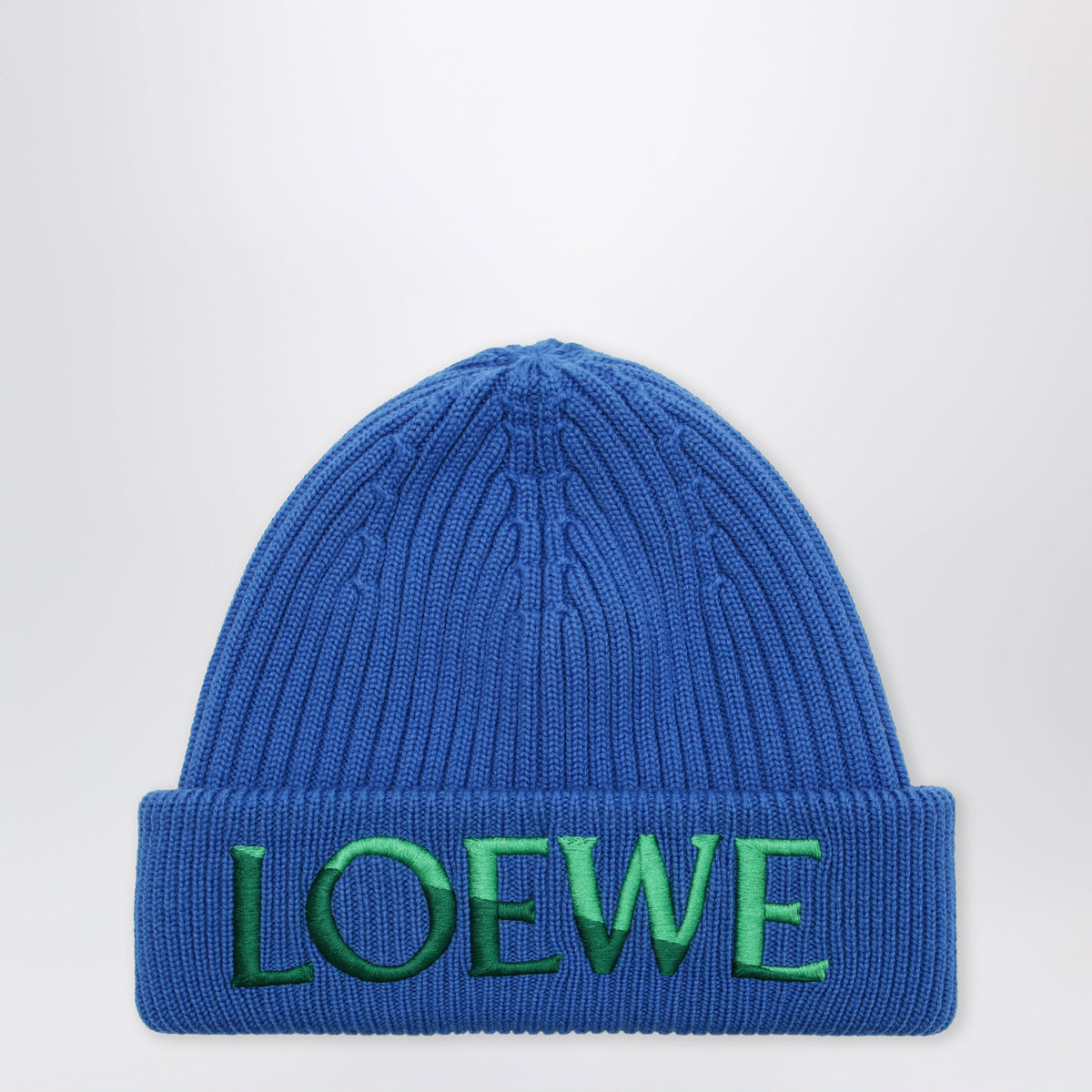 Loewe Electric Blue Wool Beanie With Embroidered Logo Women LOEWE