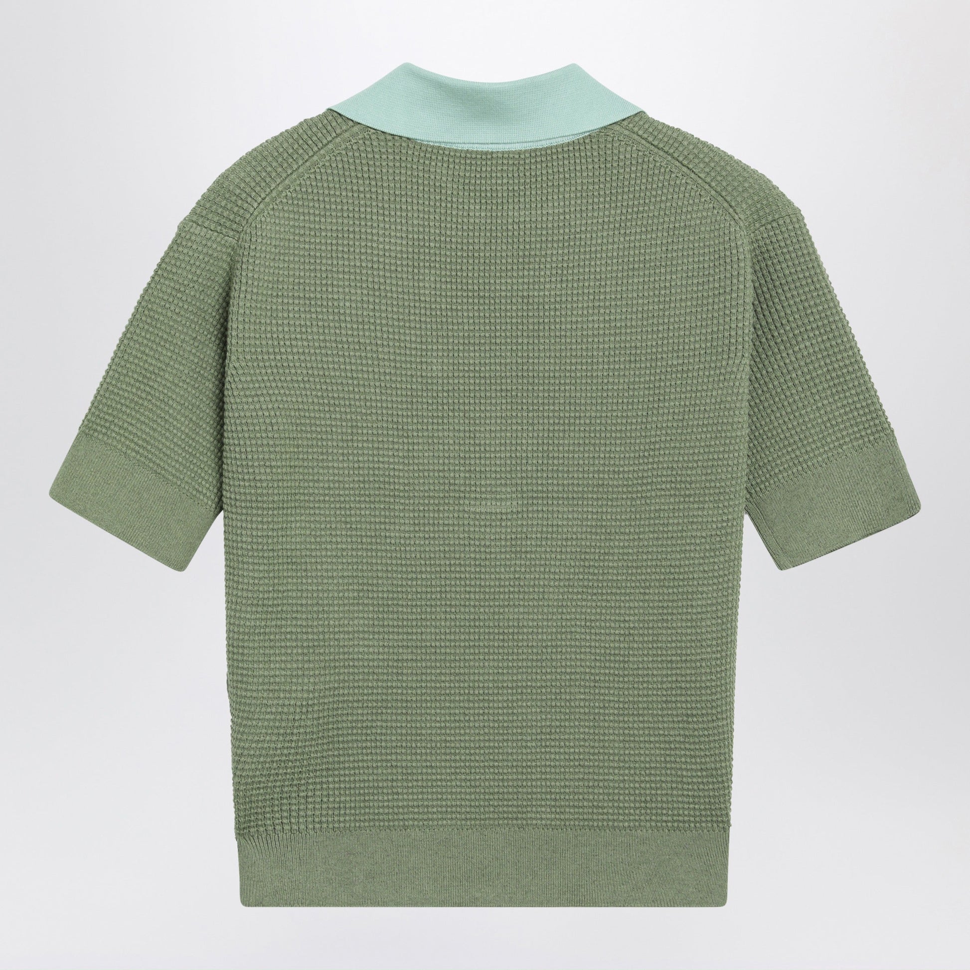 Jw Anderson Mint Green Cotton-Blend Waffle-Knit Polo Shirt Women J.W. ANDERSON