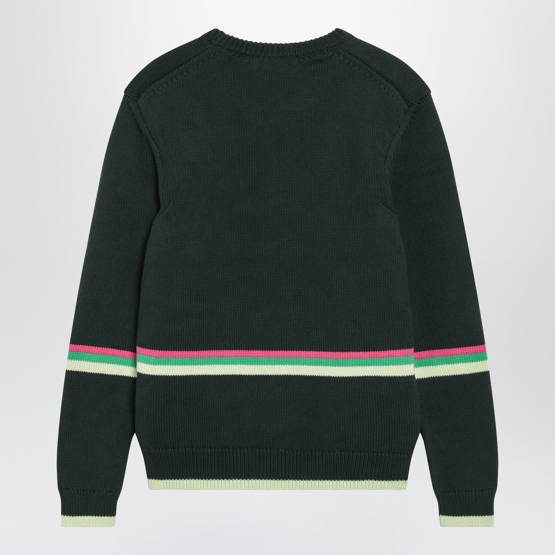 Jw Anderson Dark Green Cotton Sweater With Sheep Embroidery Women J.W. ANDERSON