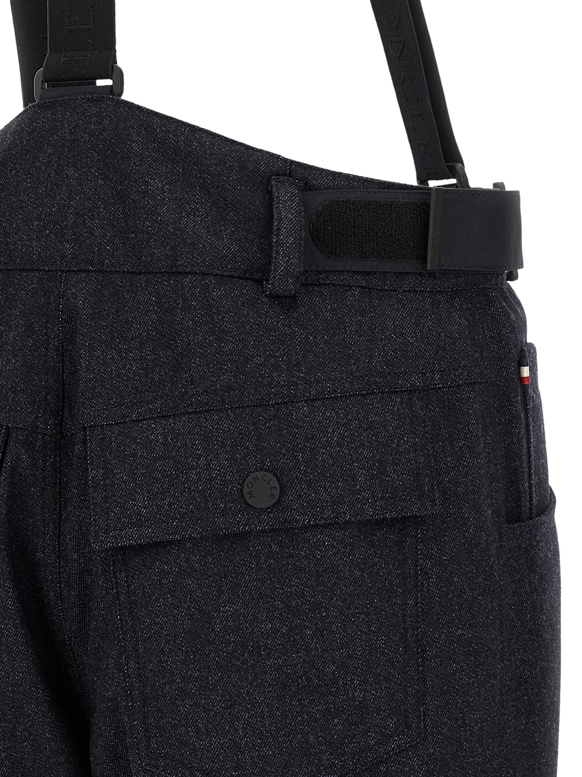 Moncler Grenoble Men Blue Denim Ski Bib Shorts MONCLER GRENOBLE