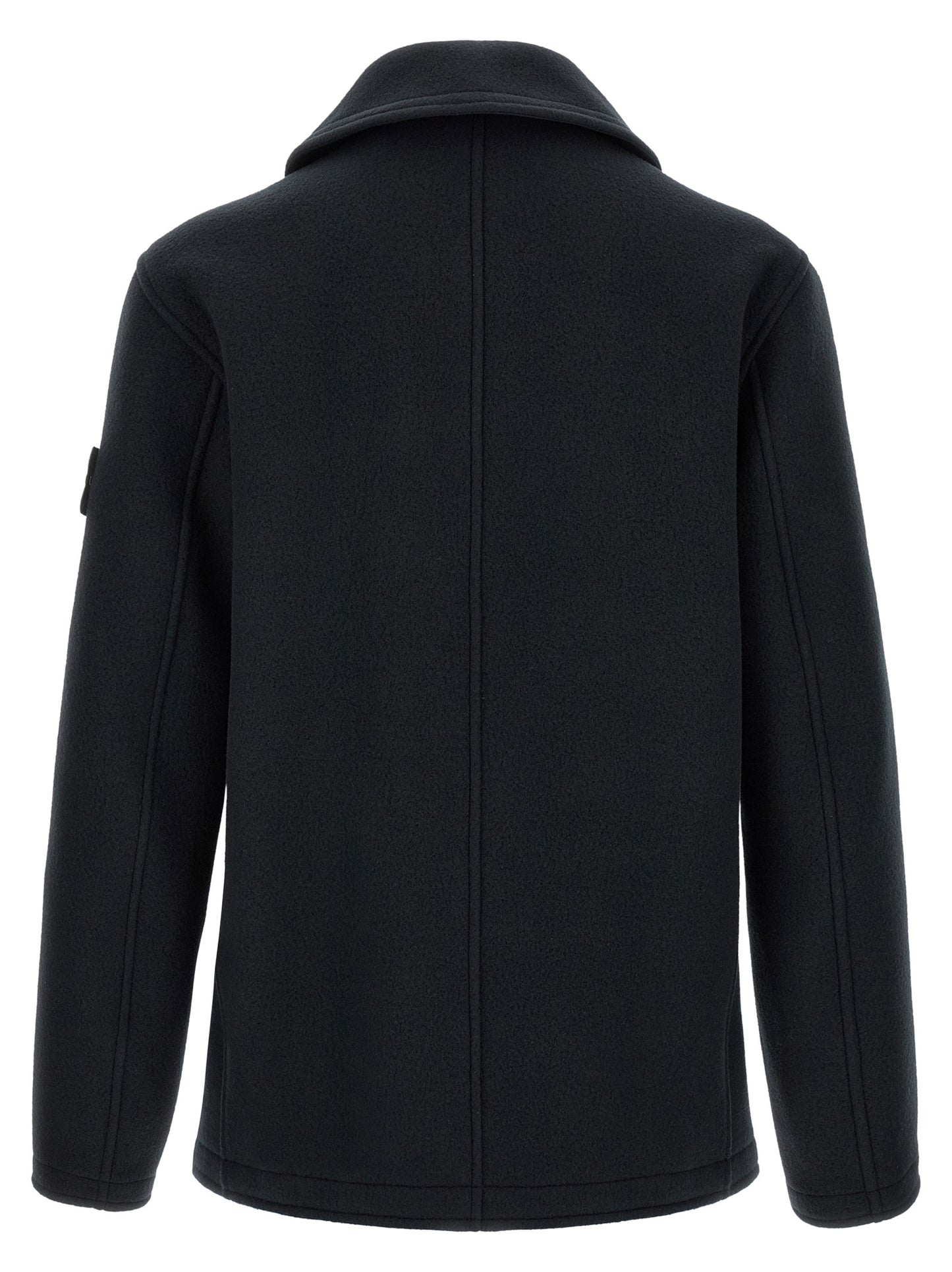 Stone Island Men Double-Breasted Coat With Logo Badge STONE ISLAND