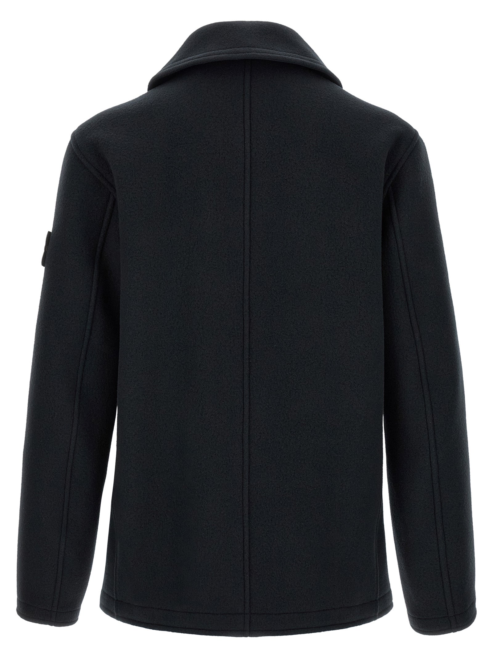 Stone Island Men Double-Breasted Coat With Logo Badge STONE ISLAND