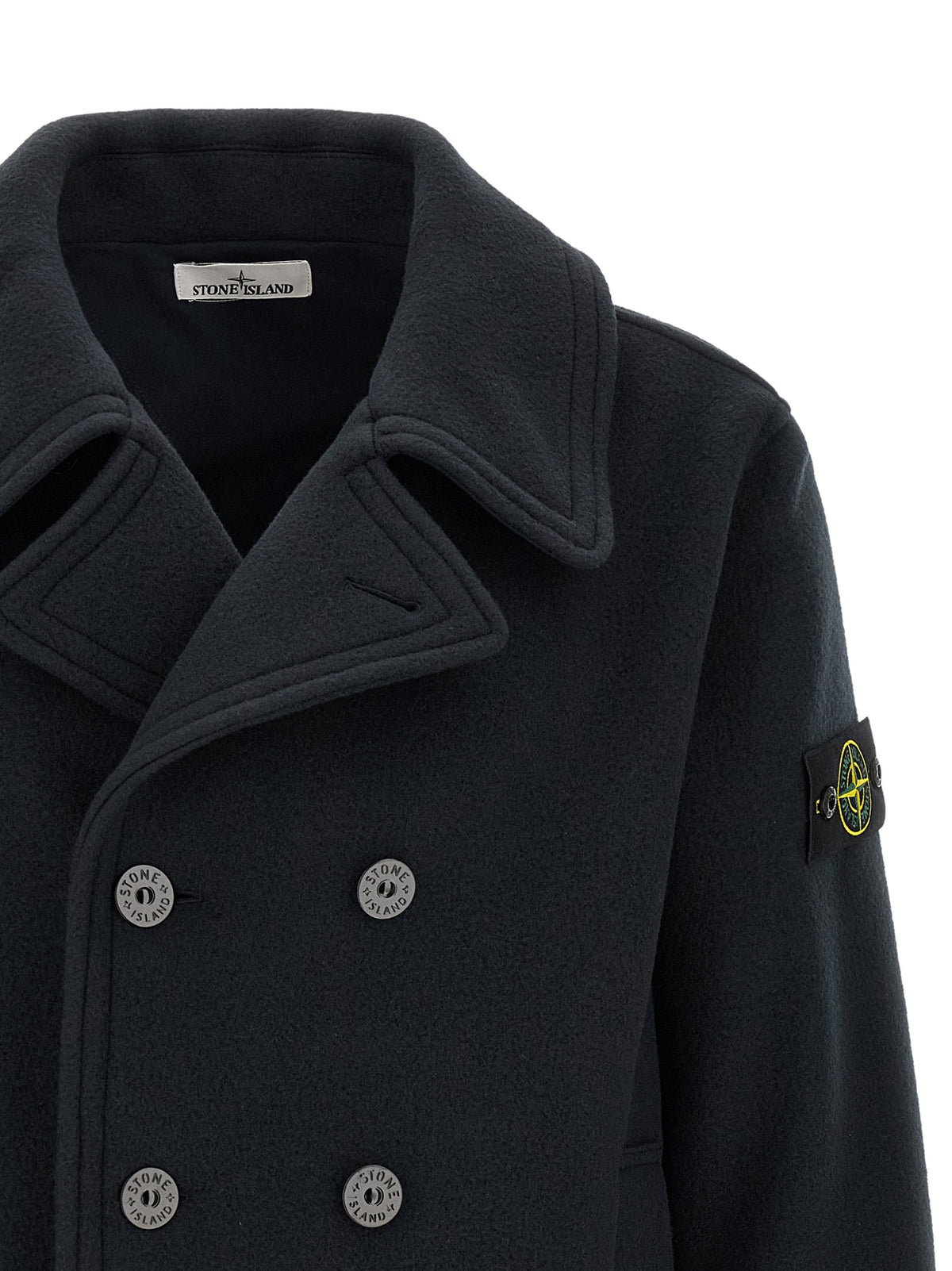 Stone Island Men Double-Breasted Coat With Logo Badge STONE ISLAND