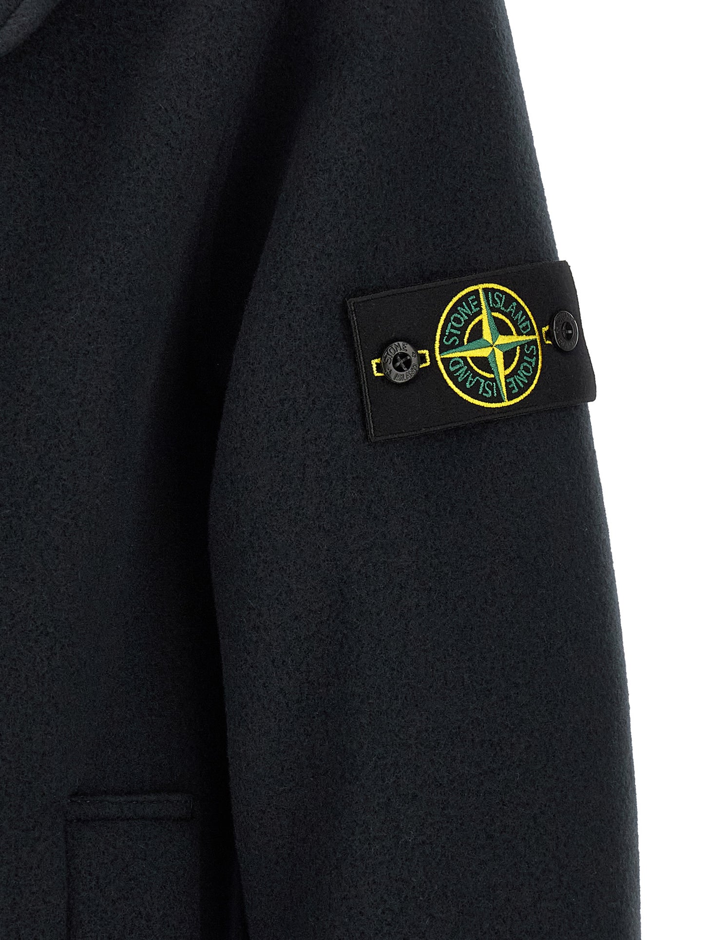 Stone Island Men Double-Breasted Coat With Logo Badge STONE ISLAND