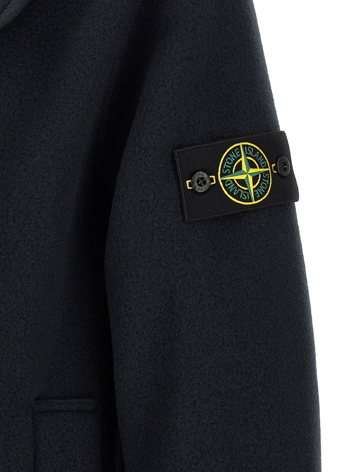 Stone Island Men Double-Breasted Coat With Logo Badge STONE ISLAND