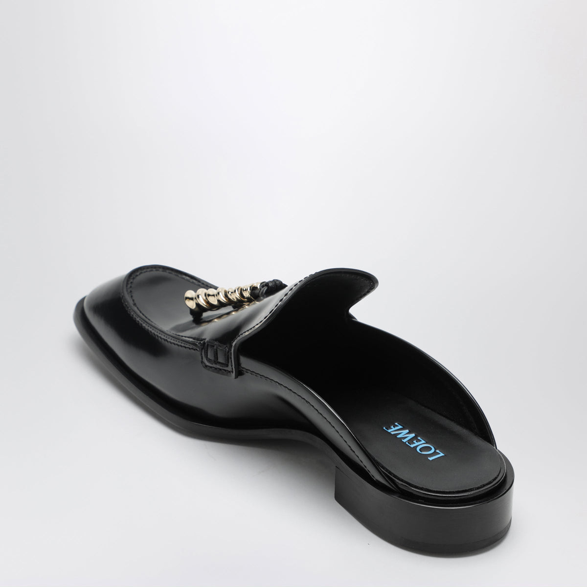 Loewe Edge Mule Loafers In Brushed Calf Leather, Black Women LOEWE