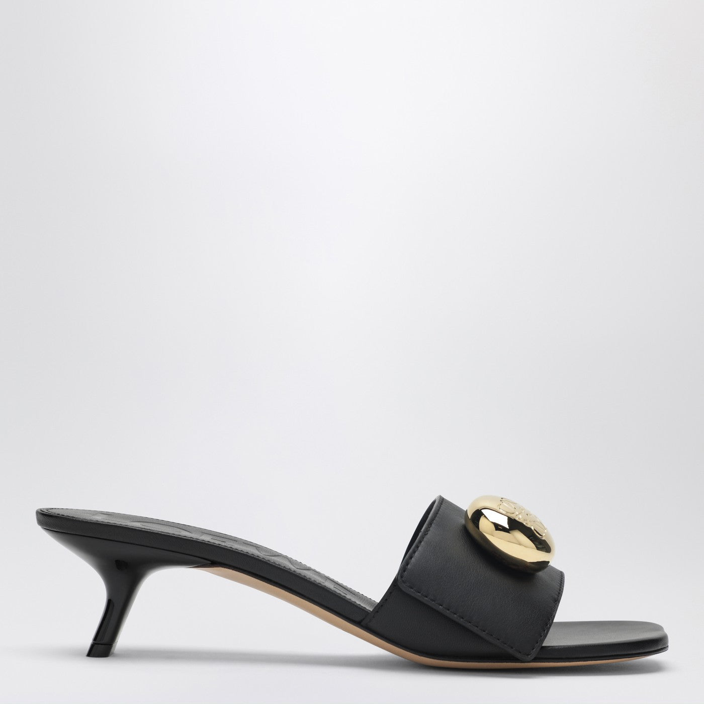 Loewe Pebble Slides In Soft Black Calf Leather Women LOEWE