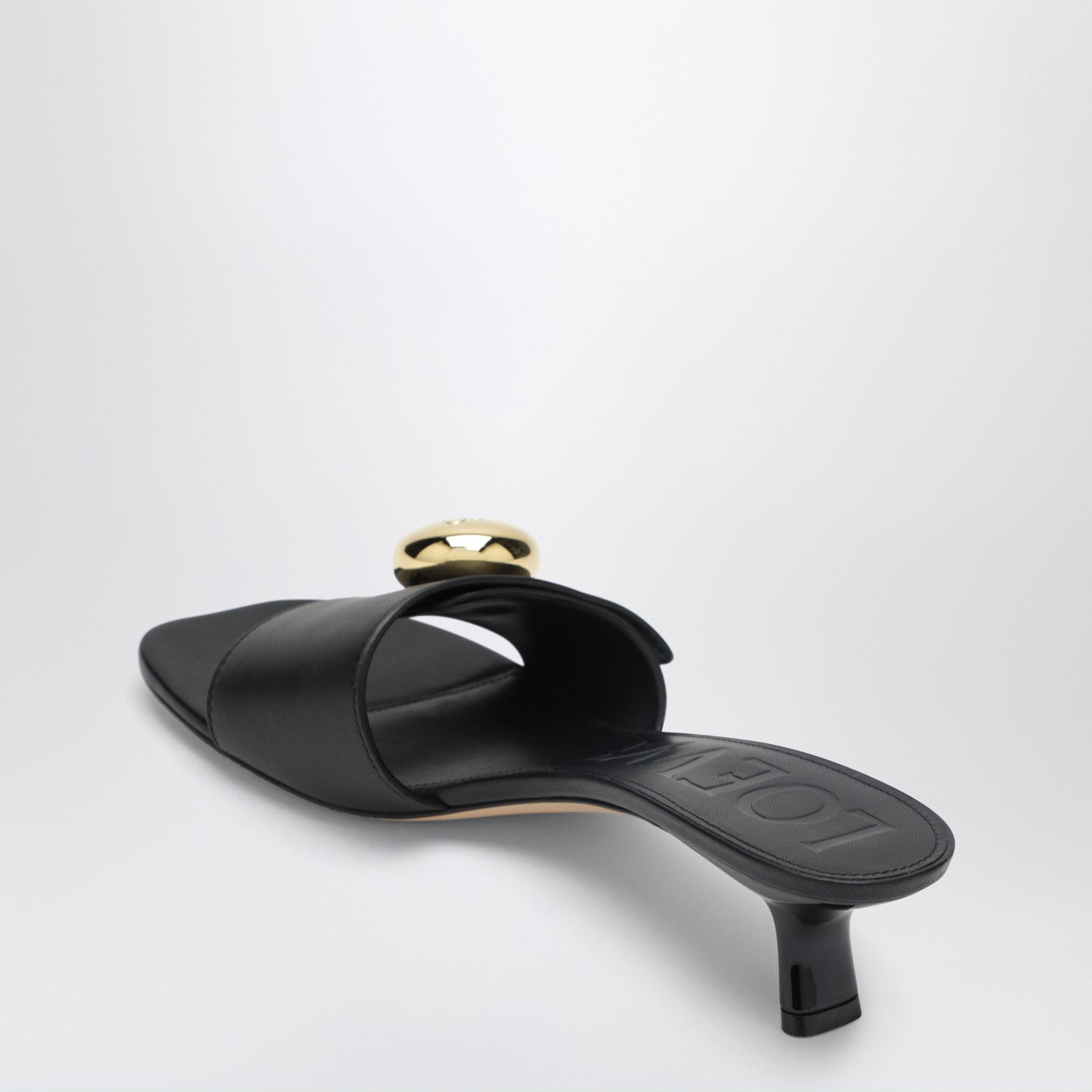 Loewe Pebble Slides In Soft Black Calf Leather Women LOEWE