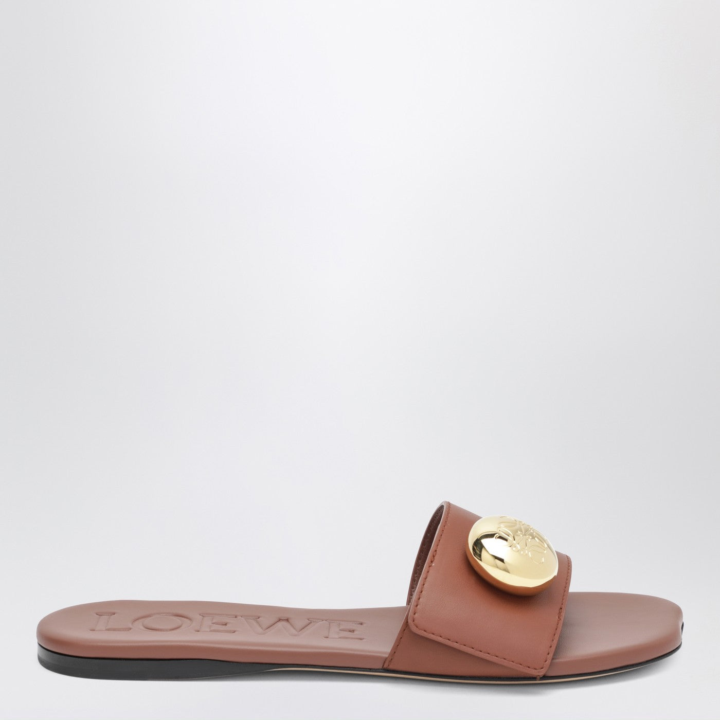 Loewe Rust-Colored Pebble Slides In Leather Women LOEWE