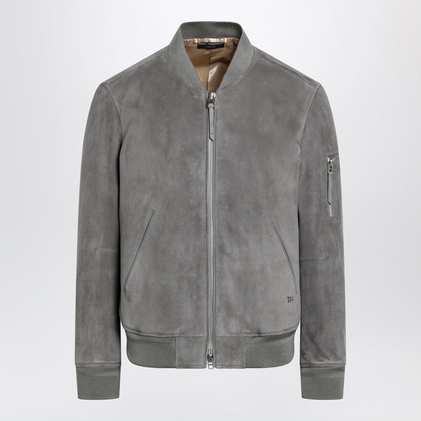 Tom Ford Titanium Suede Bomber Jacket In Lamb Leather Men TOM FORD