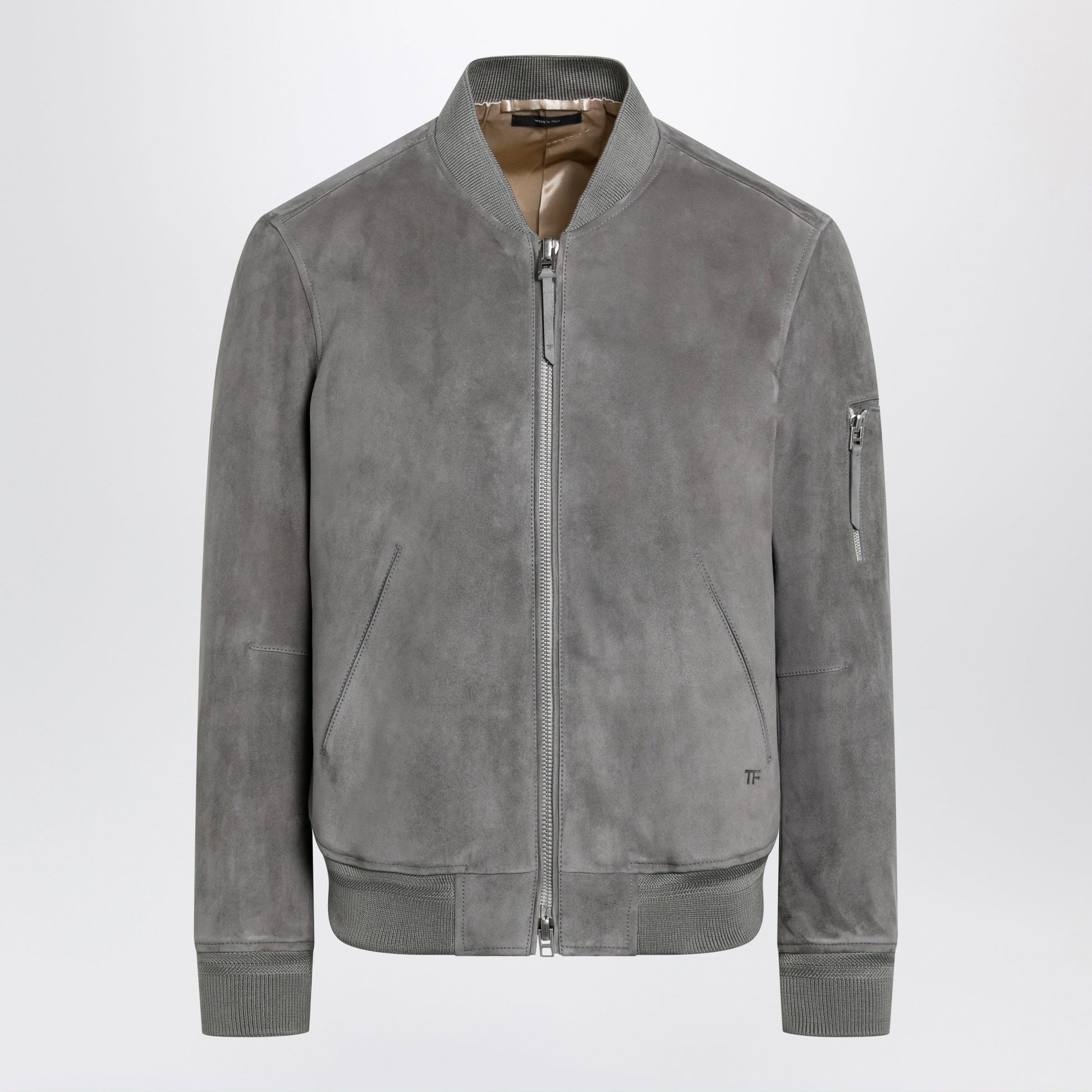 Tom Ford Titanium Suede Bomber Jacket In Lamb Leather Men TOM FORD