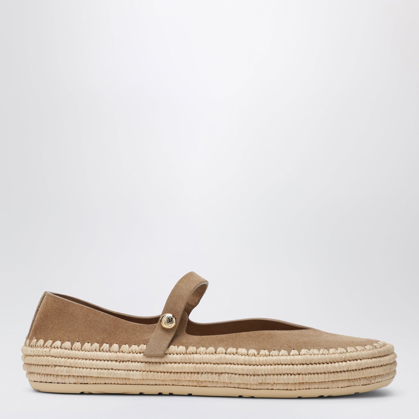 Loewe Rio Mary Janes In Dark Beige Suede And Raffia Women LOEWE