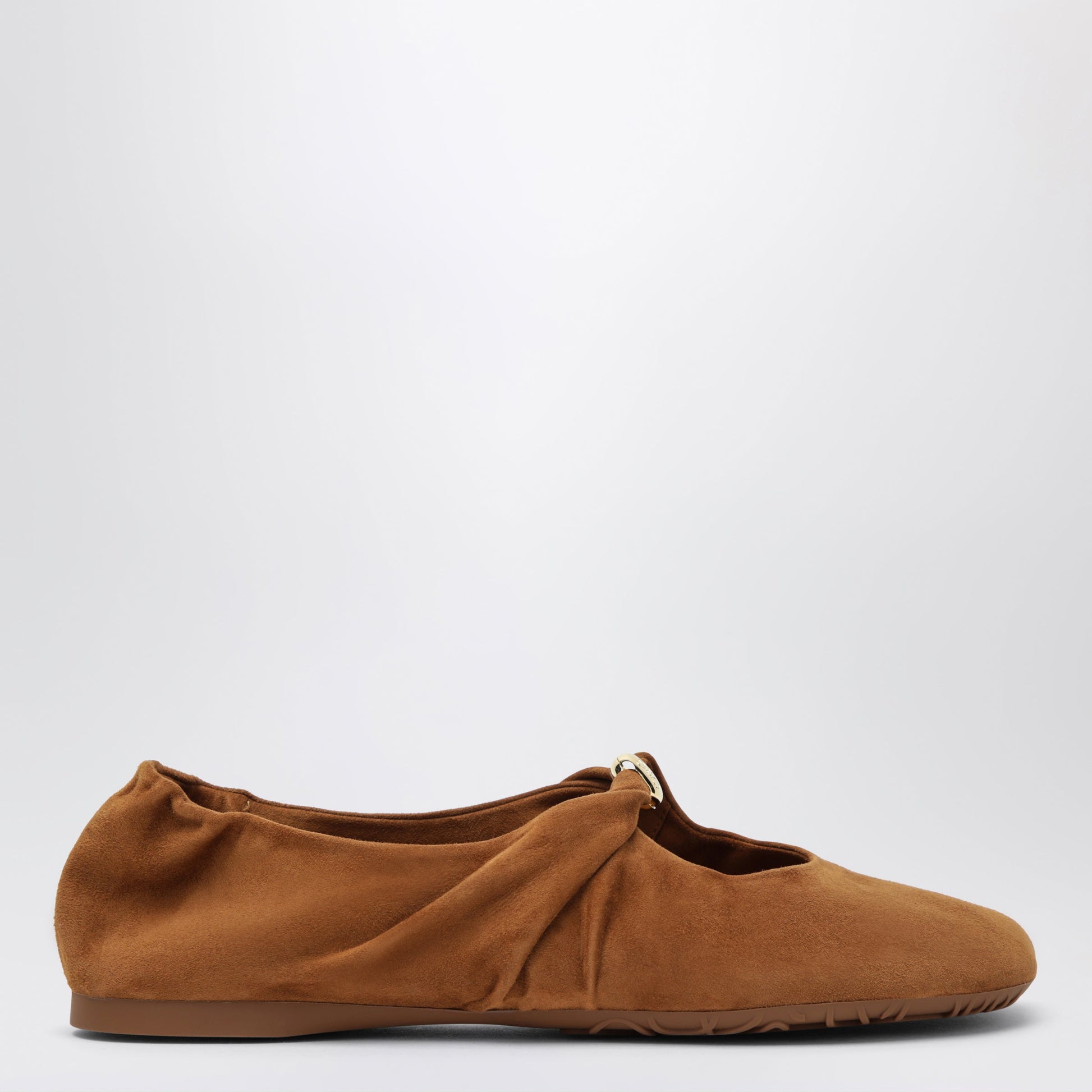 Loewe Pebble Soft Suede Goatskin Ballet Flats In Tan Women LOEWE