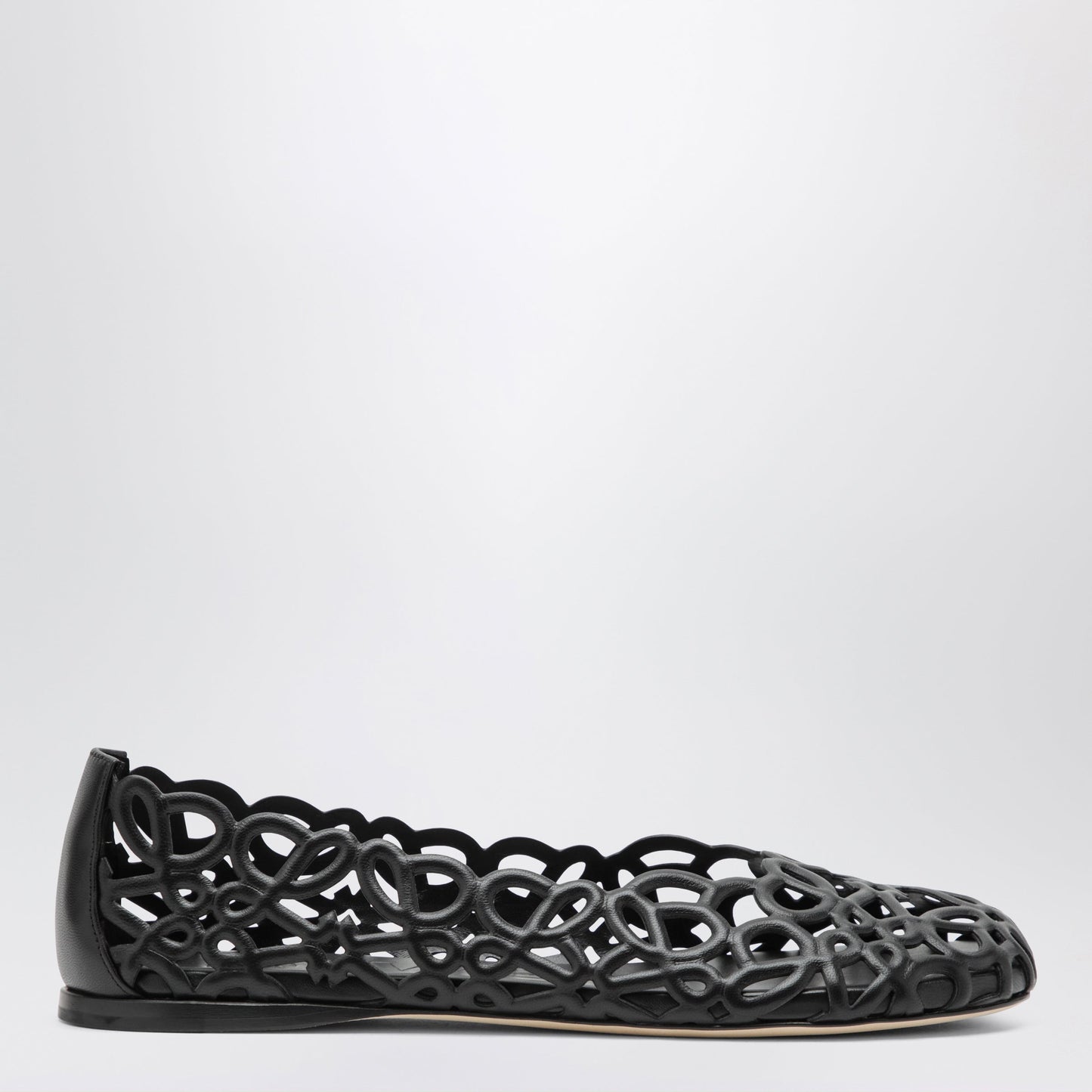 Loewe Black Petal Anagram Ballet Flats In Leather Women LOEWE
