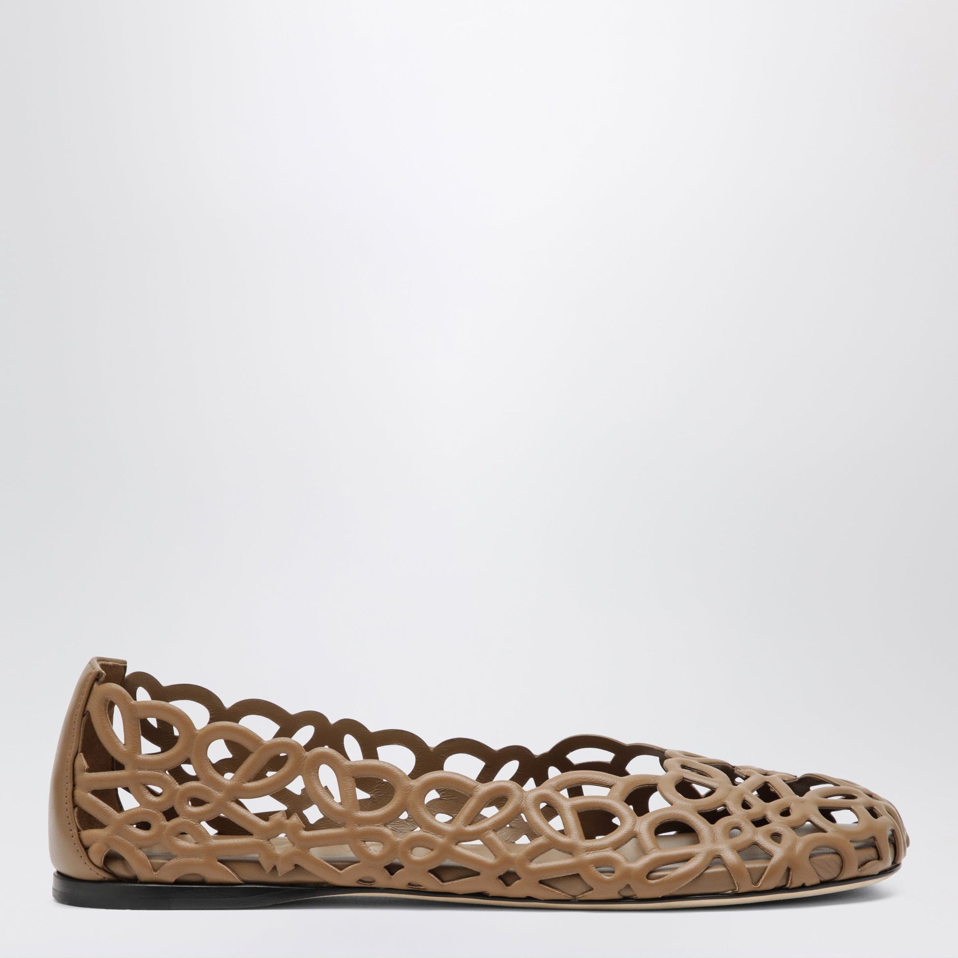 Loewe Brown Petal Anagram Leather Ballet Flats Women LOEWE