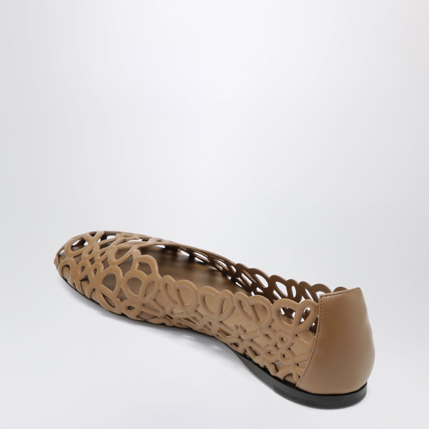 Loewe Brown Petal Anagram Leather Ballet Flats Women LOEWE