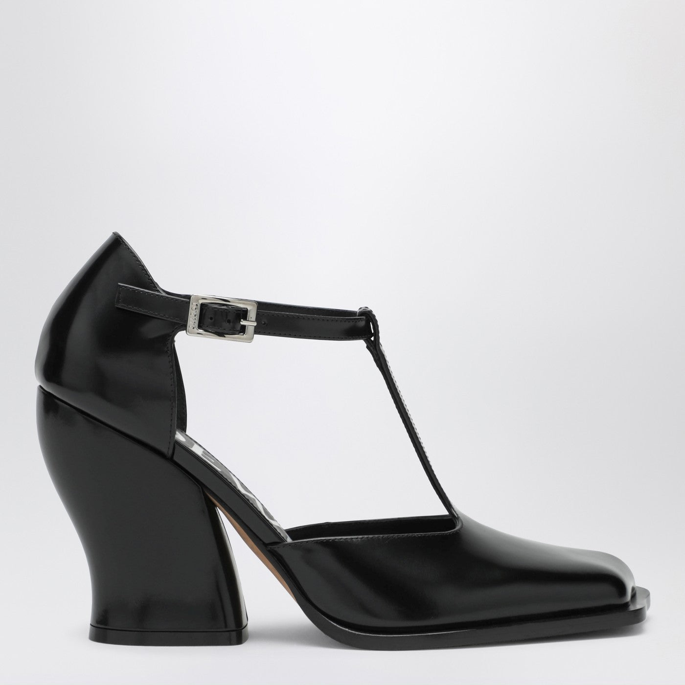 Loewe Black Onda T-Bar Pumps In Polished Leather Women LOEWE