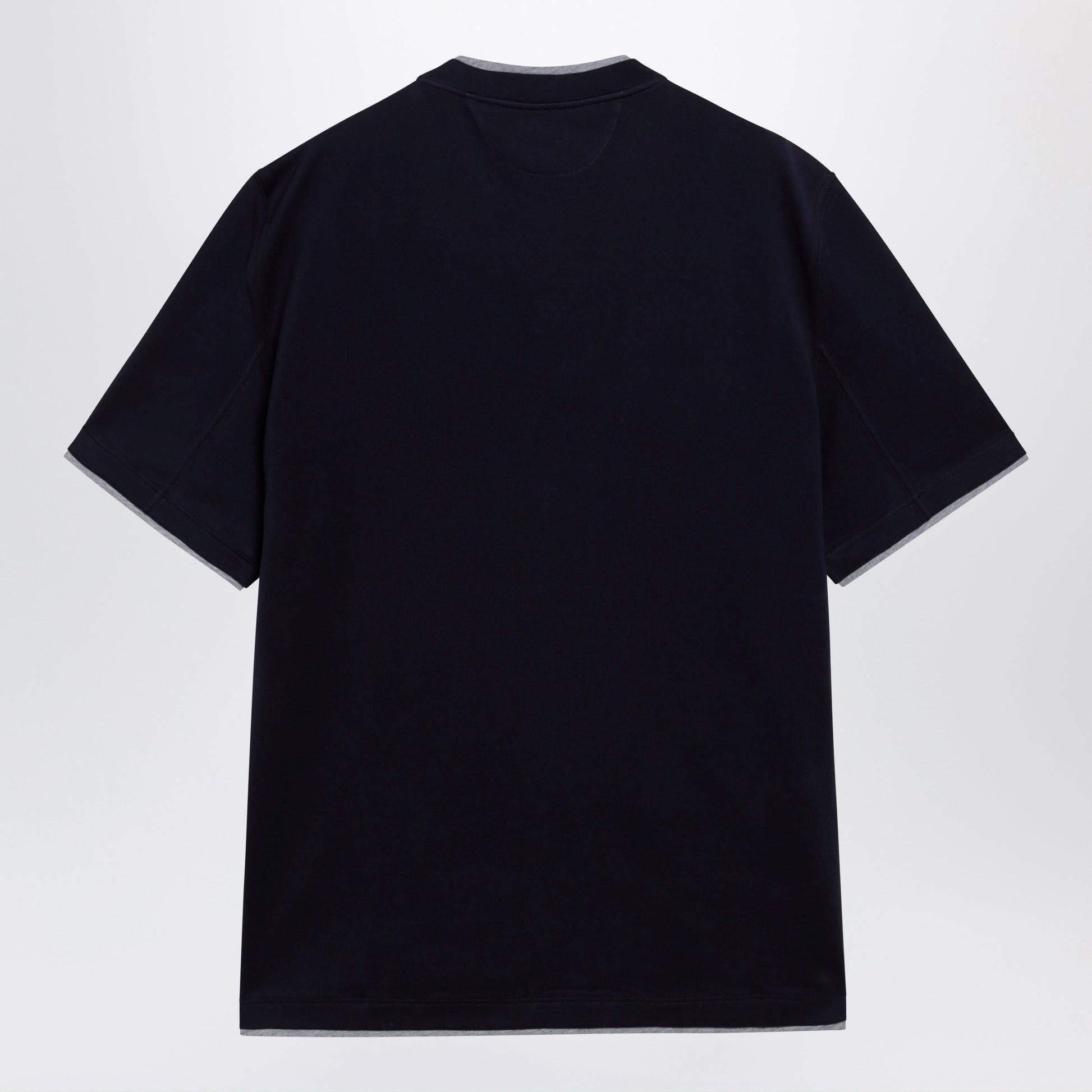Brunello Cucinelli Crew-Neck Cotton Jersey T-Shirt With Faux Layering, Cobalt Men BRUNELLO CUCINELLI