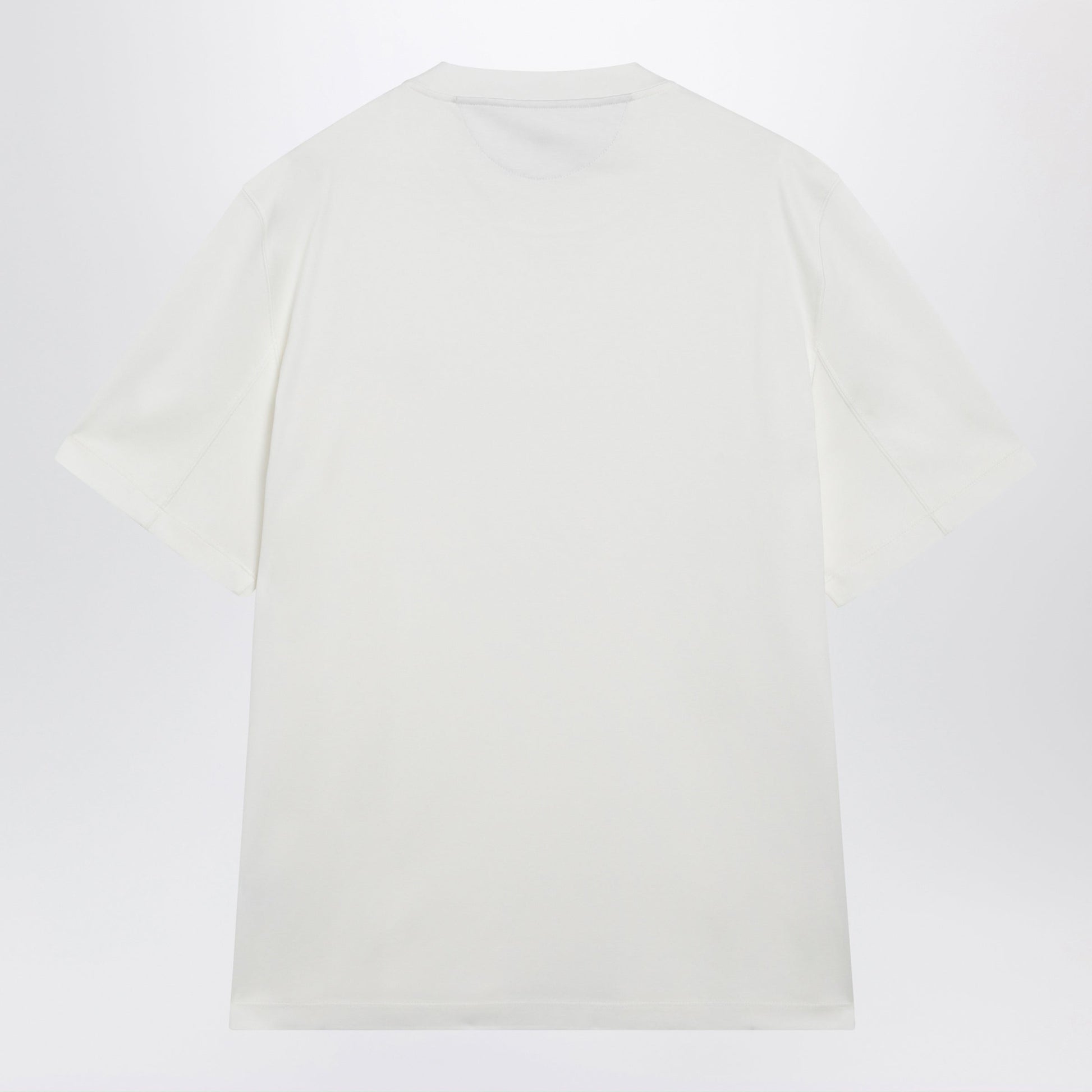Brunello Cucinelli Crew-Neck Cotton Jersey T-Shirt With Logo In Off White Men BRUNELLO CUCINELLI