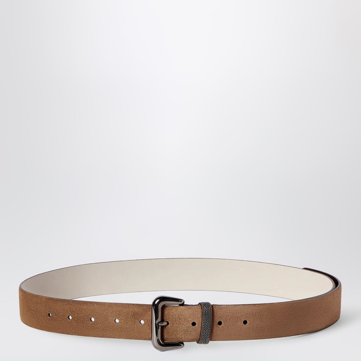 Brunello Cucinelli Caramel Suede Belt With Jewel Detail Women BRUNELLO CUCINELLI