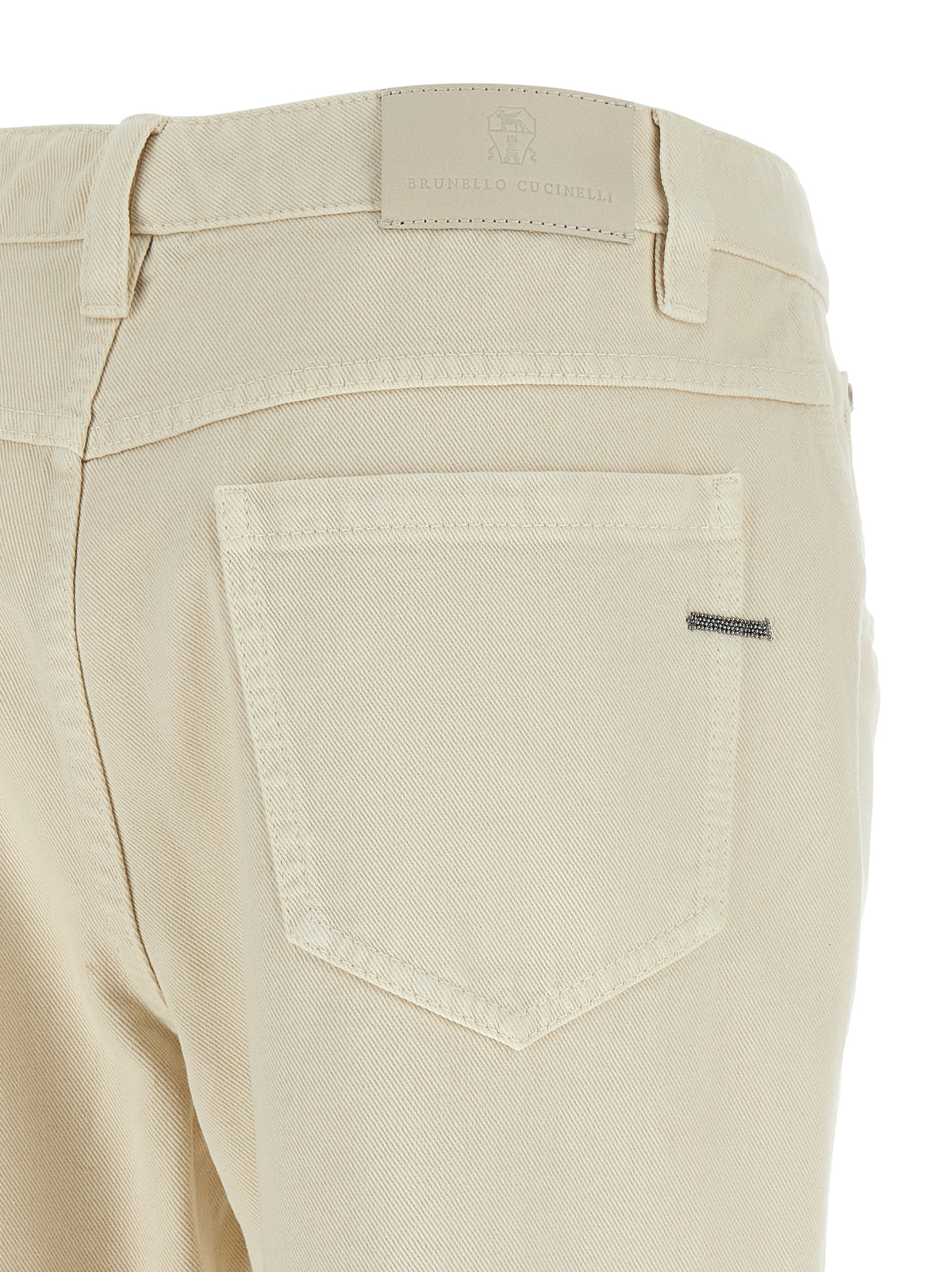 Brunello Cucinelli Women Beige 'Shiny Tab' Jeans BRUNELLO CUCINELLI