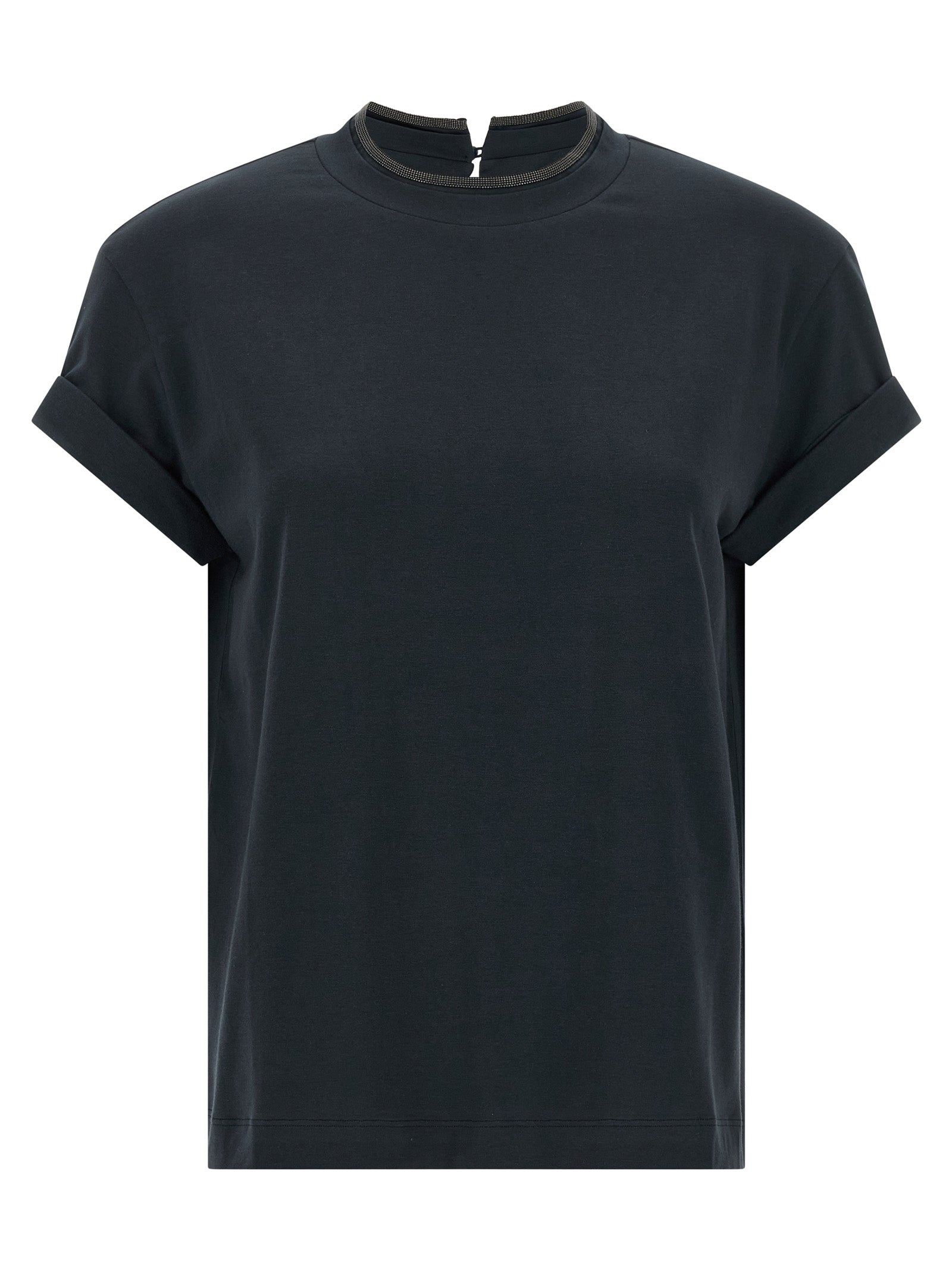Brunello Cucinelli Women 'Shiny Collar' T-Shirt BRUNELLO CUCINELLI