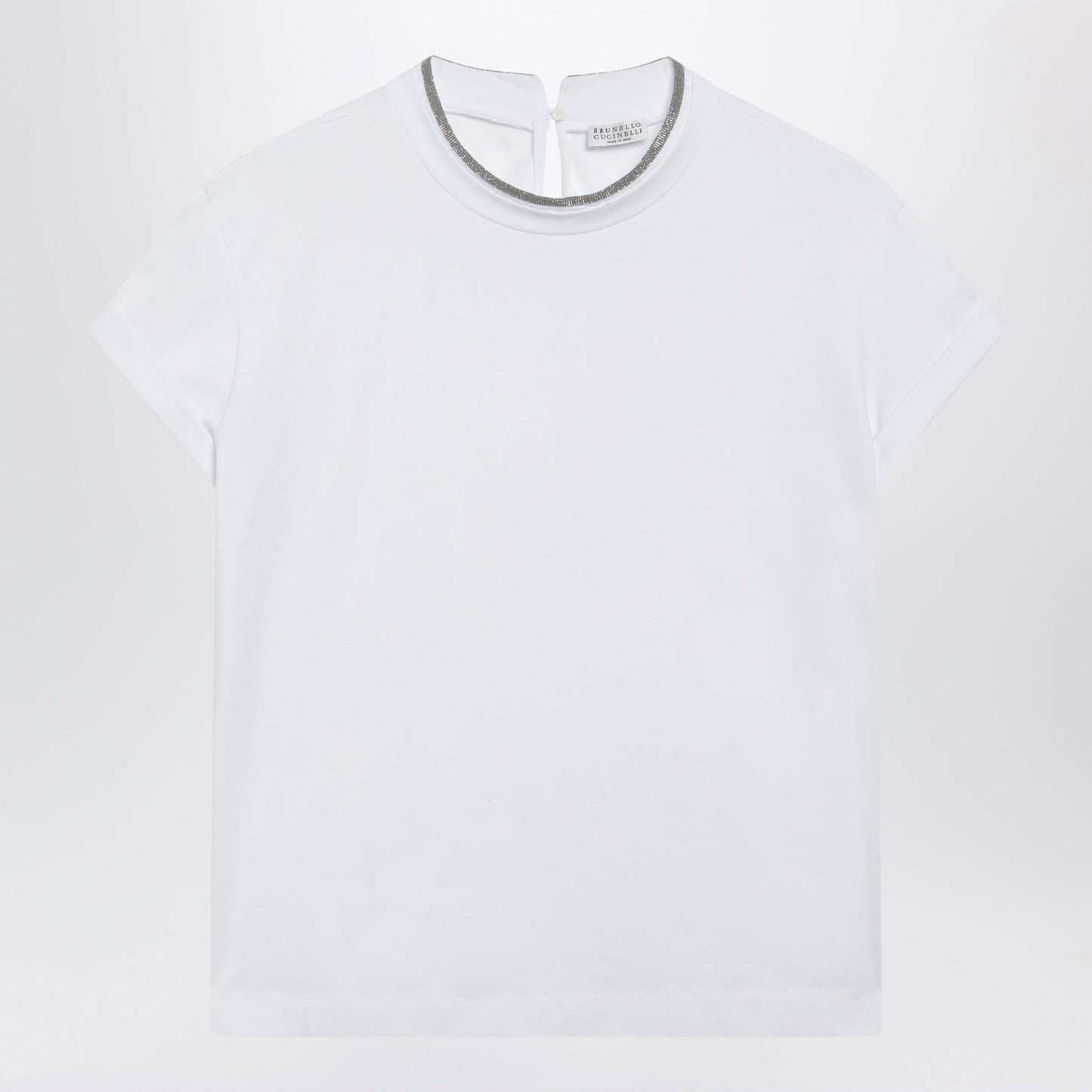 Brunello Cucinelli White Crew-Neck T-Shirt With Pendant Women BRUNELLO CUCINELLI