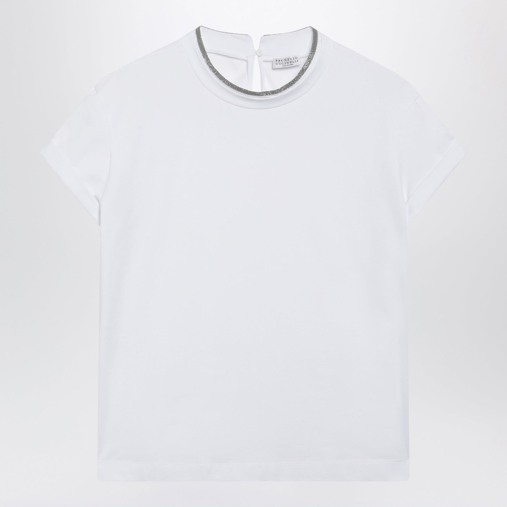 Brunello Cucinelli White Crew-Neck T-Shirt With Pendant Women BRUNELLO CUCINELLI