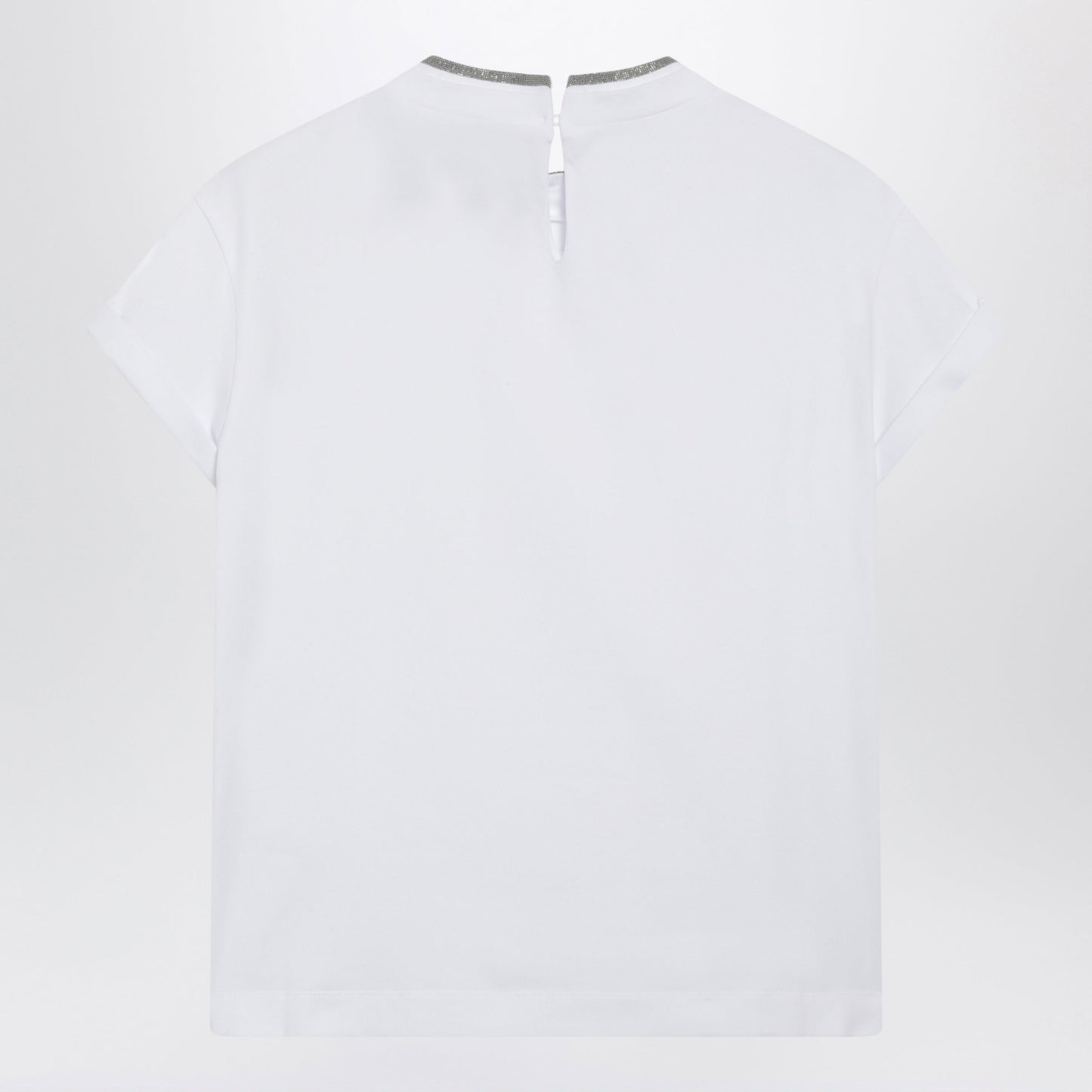 Brunello Cucinelli White Crew-Neck T-Shirt With Pendant Women BRUNELLO CUCINELLI