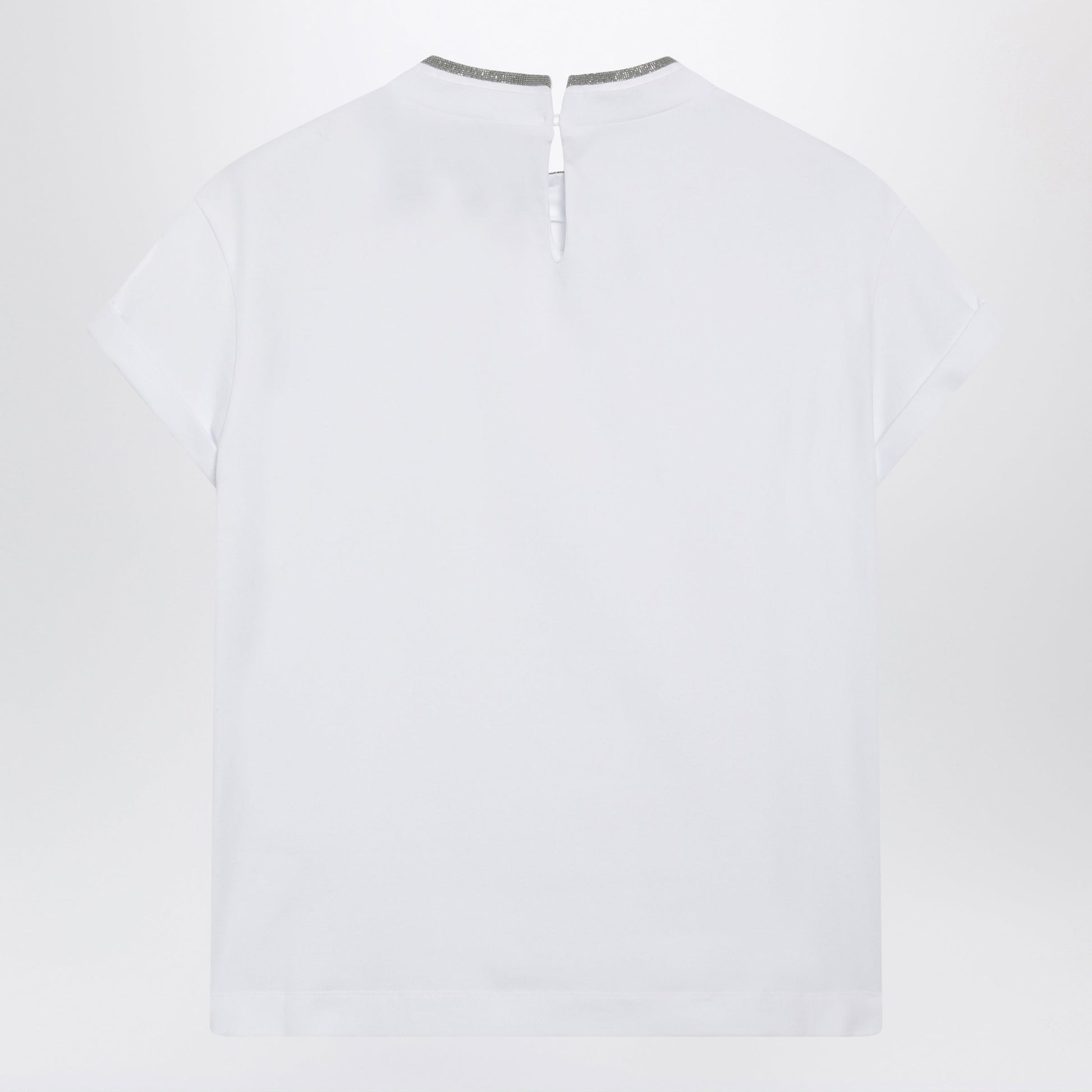 Brunello Cucinelli White Crew-Neck T-Shirt With Pendant Women BRUNELLO CUCINELLI