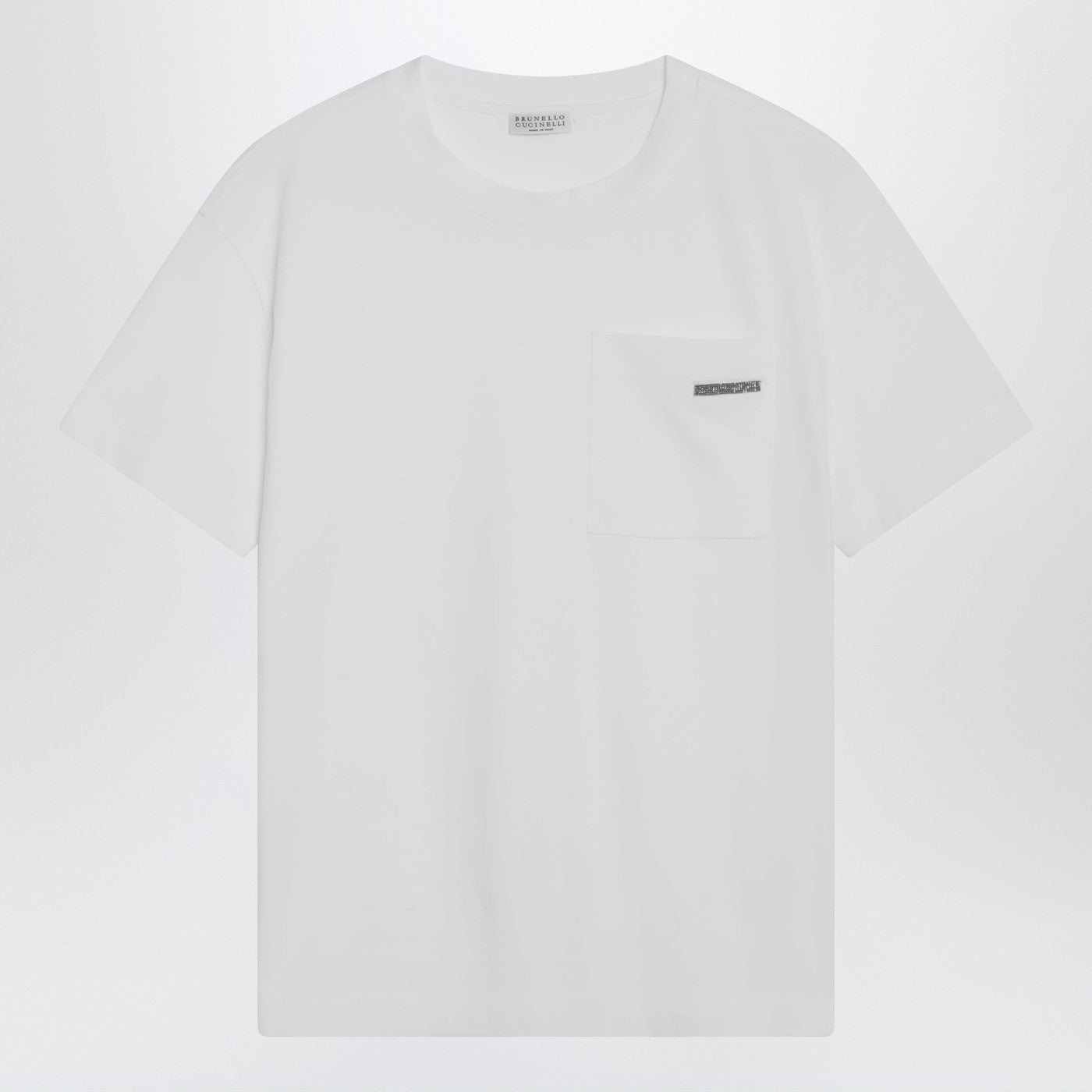 Brunello Cucinelli White Cotton T-Shirt With Shiny Tab Women BRUNELLO CUCINELLI