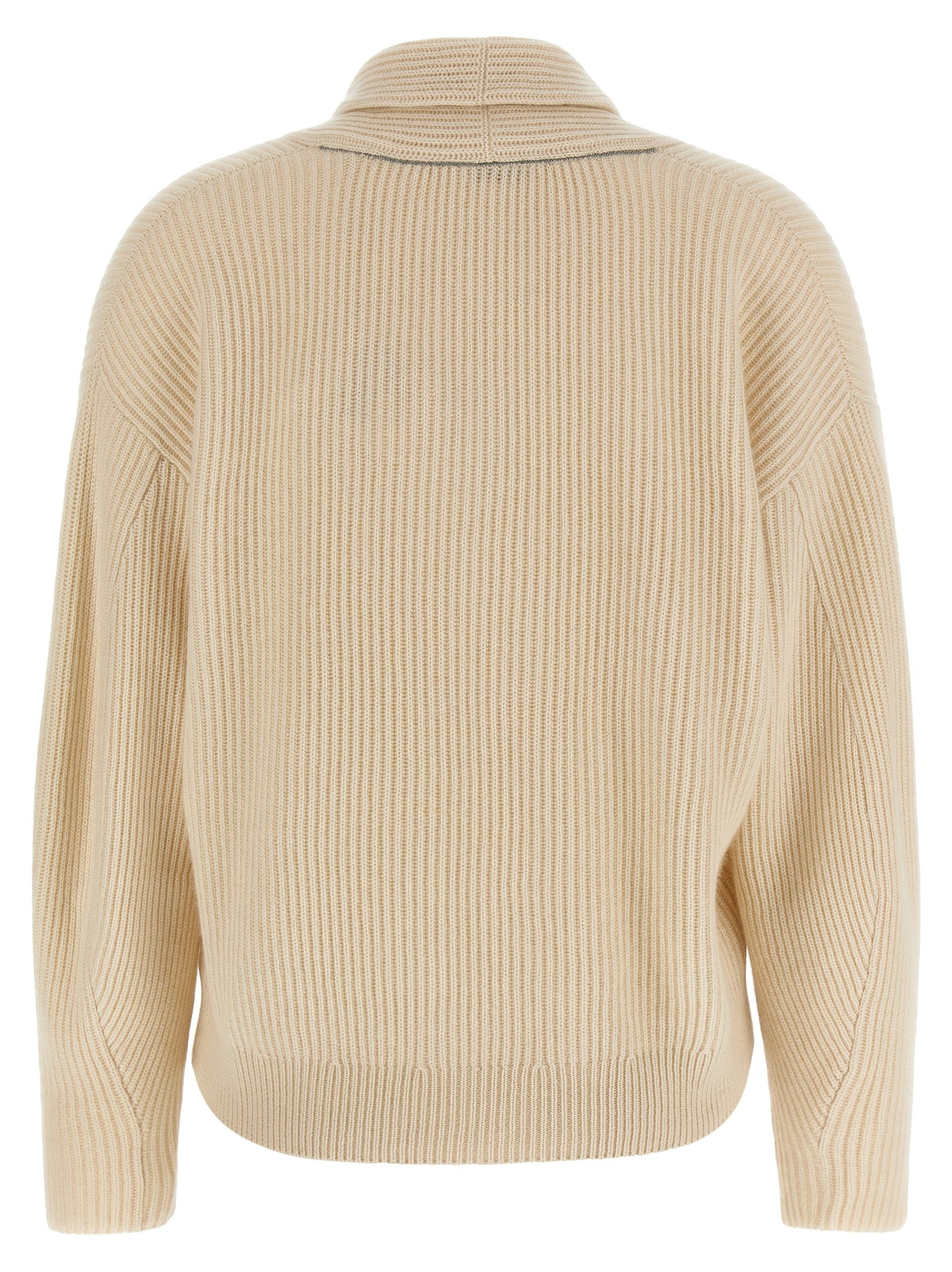 Brunello Cucinelli Women Shawl Neck Ribbed Sweater BRUNELLO CUCINELLI