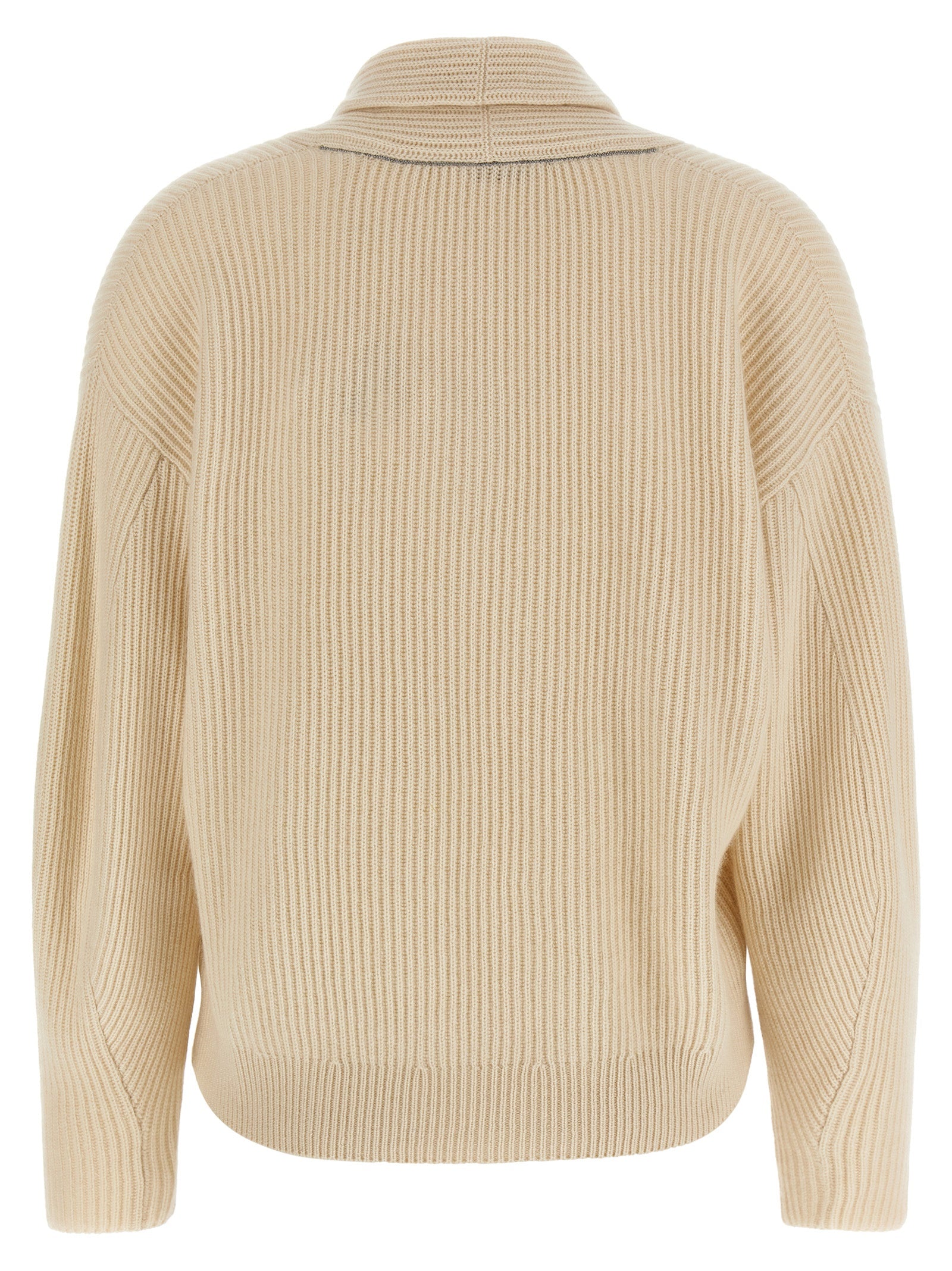 Brunello Cucinelli Women Shawl Neck Ribbed Sweater BRUNELLO CUCINELLI