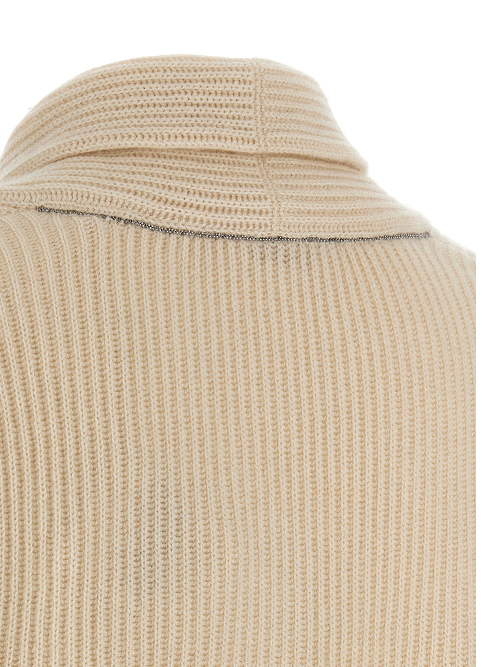 Brunello Cucinelli Women Shawl Neck Ribbed Sweater BRUNELLO CUCINELLI