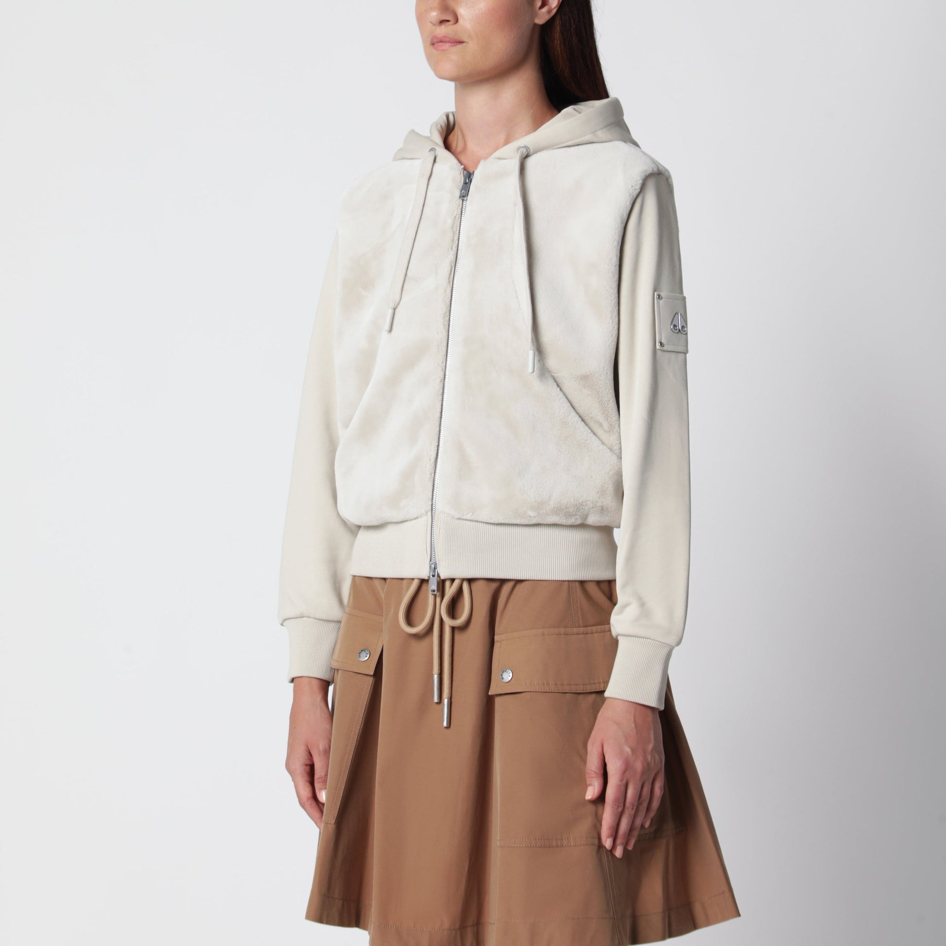Moose Knuckles Roslyn Bunny Alabaster Cotton Hoodie Women MOOSE KNUCKLES