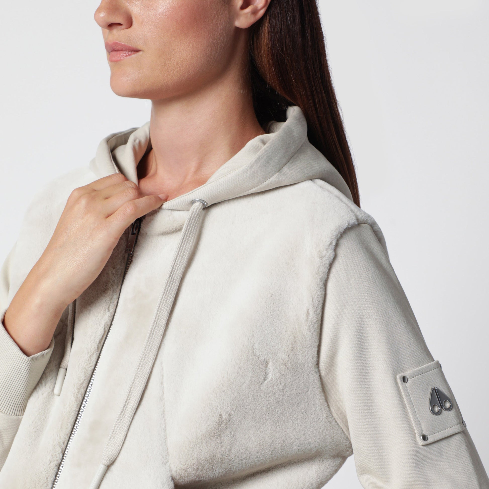 Moose Knuckles Roslyn Bunny Alabaster Cotton Hoodie Women MOOSE KNUCKLES