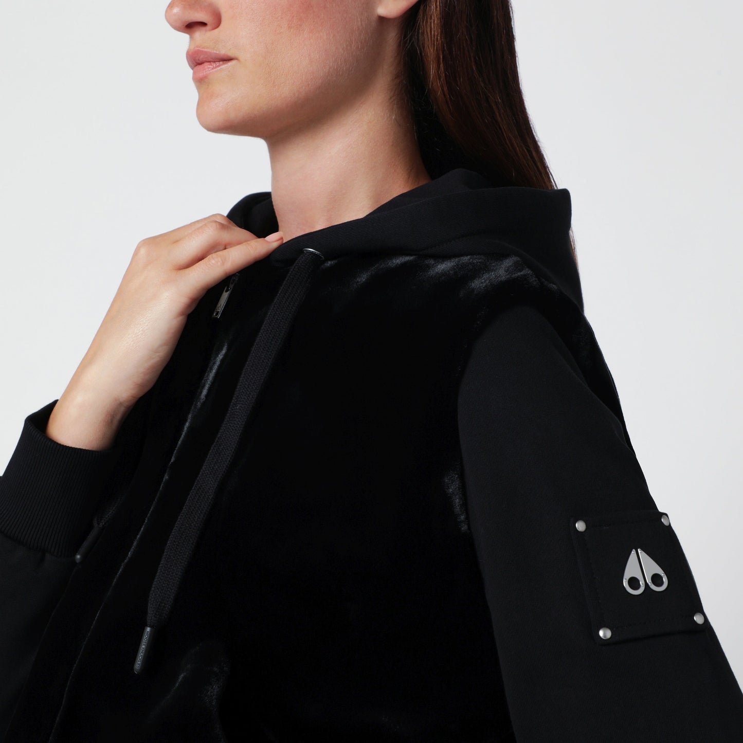 Moose Knuckles Rosylyn Bunny Black Cotton Hoodie Women MOOSE KNUCKLES