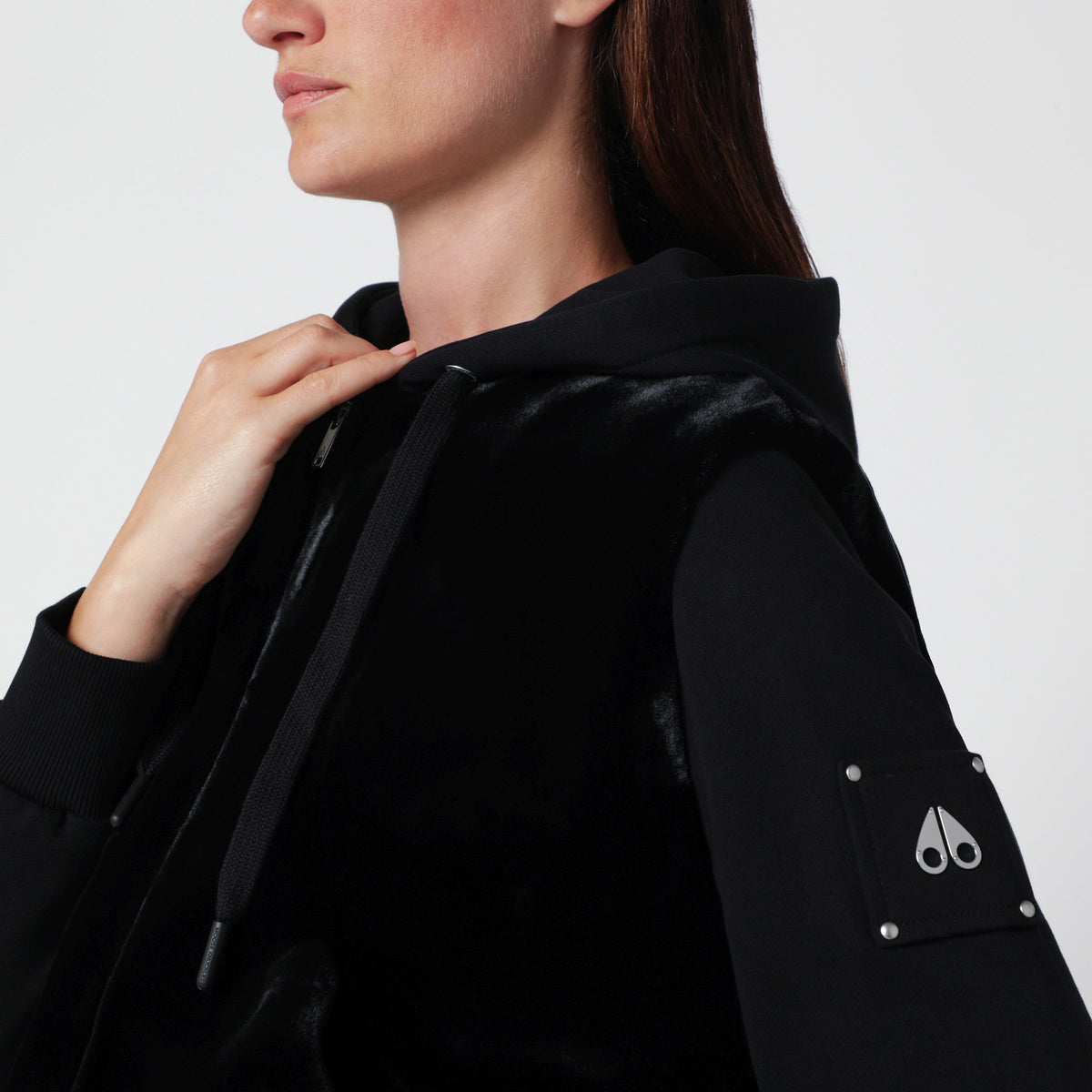 Moose Knuckles Rosylyn Bunny Black Cotton Hoodie Women MOOSE KNUCKLES