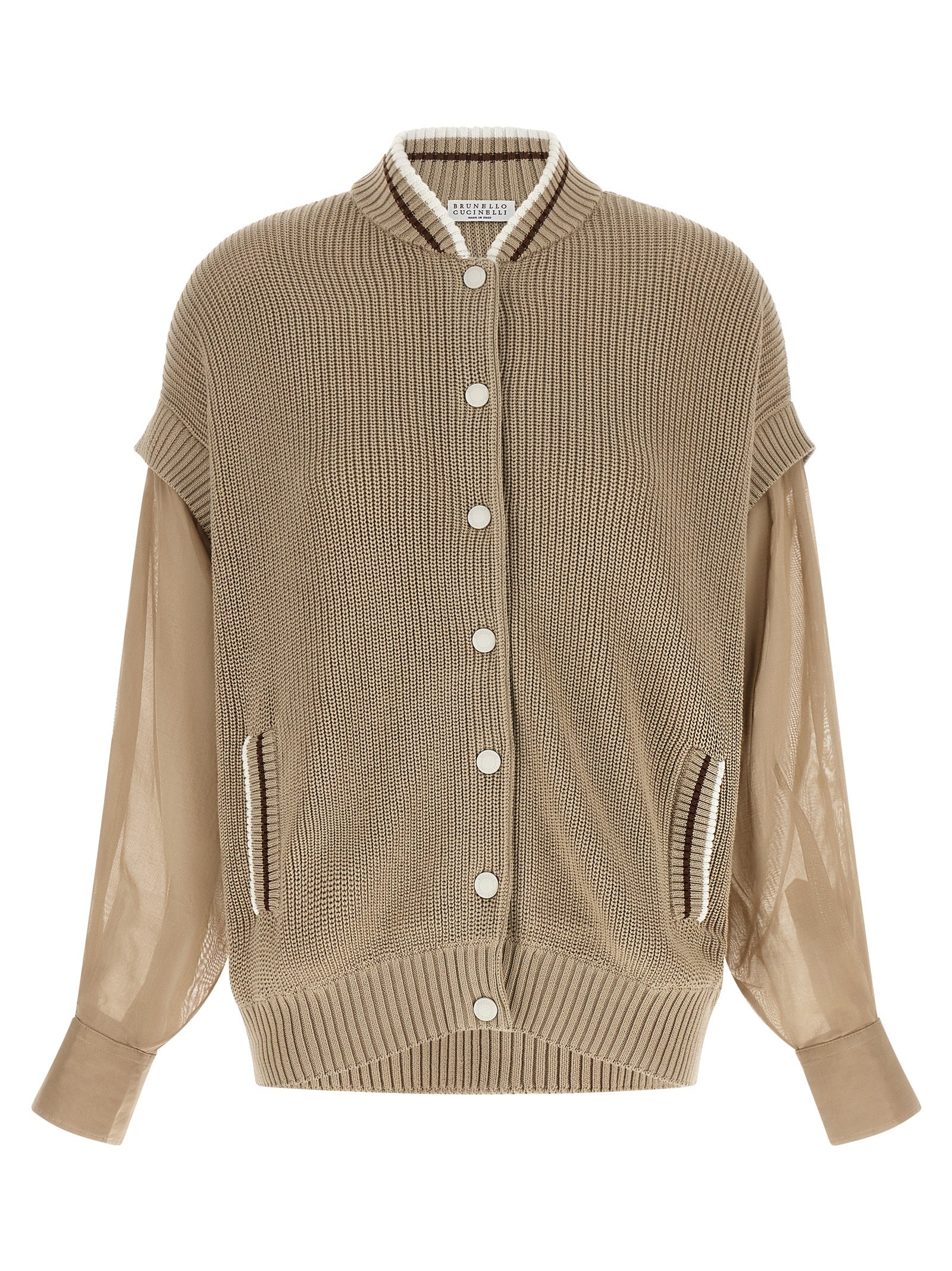Brunello Cucinelli Women Organza Sleeve Cardigan BRUNELLO CUCINELLI