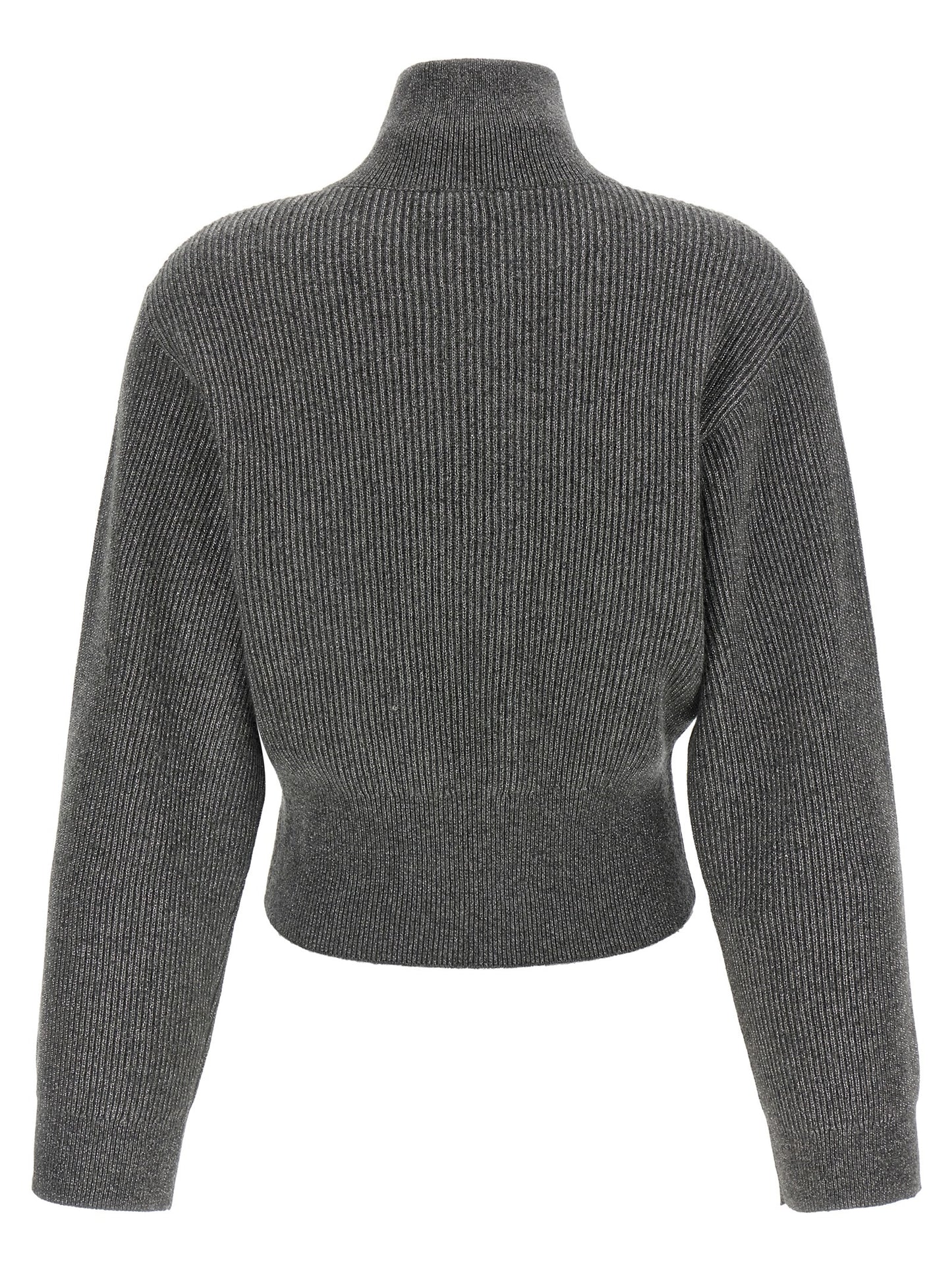 Brunello Cucinelli Women Ribbed Cardigan With Leather Detail BRUNELLO CUCINELLI