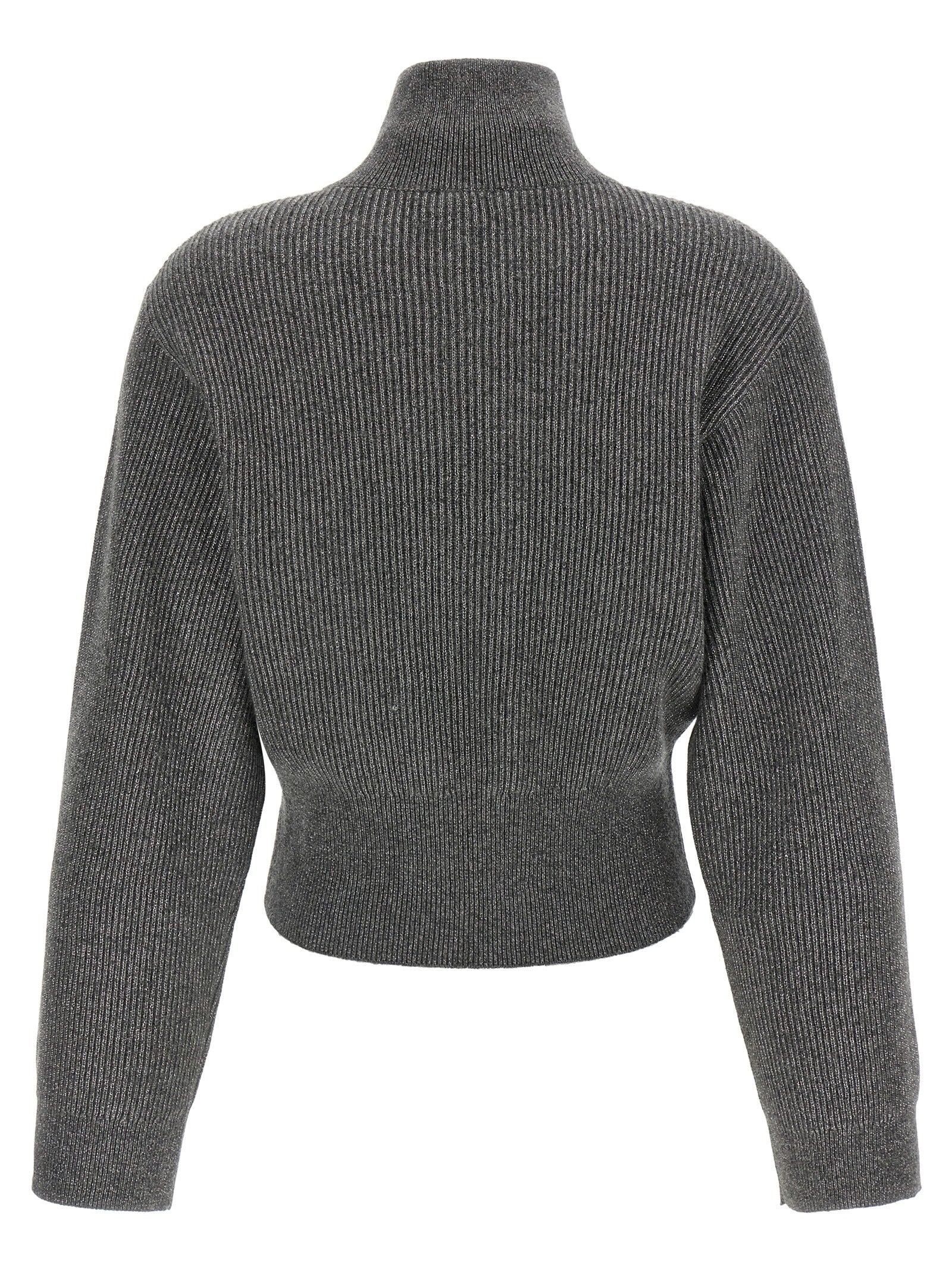 Brunello Cucinelli Women Ribbed Cardigan With Leather Detail BRUNELLO CUCINELLI
