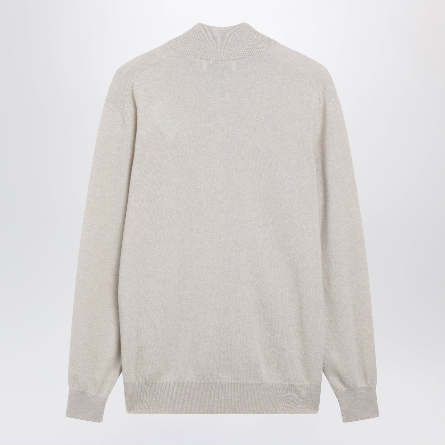 Brunello Cucinelli Sand Cashmere Half-Zip Turtleneck Sweater Men BRUNELLO CUCINELLI